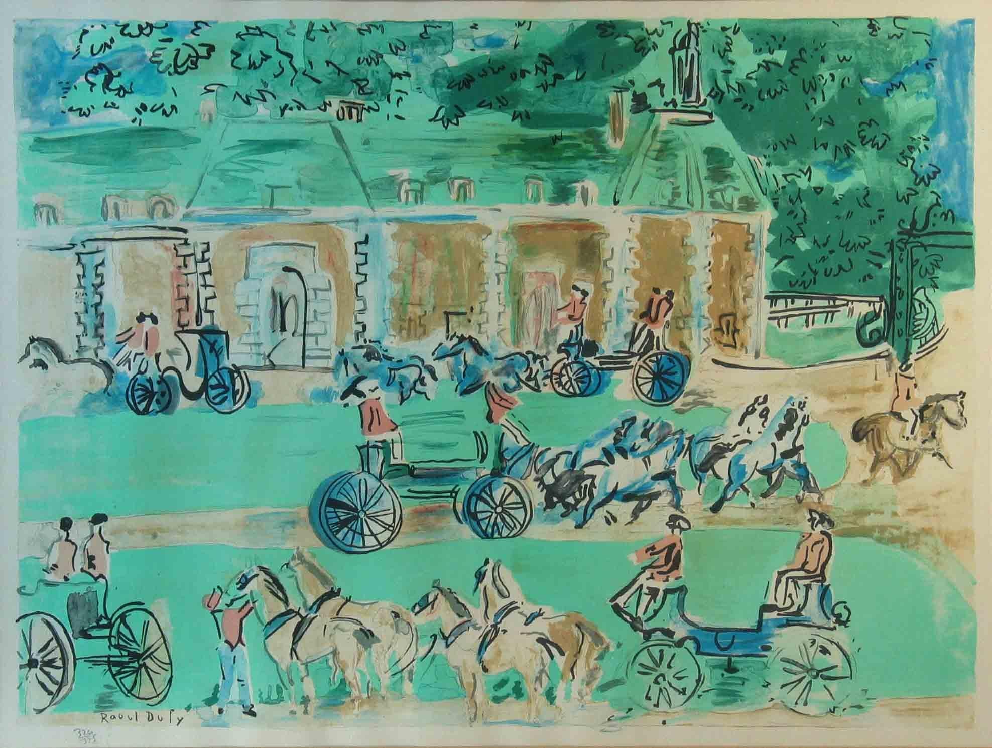 Raoul Dufy Château et Cheveaux, Lithograph in Colors, circa 1930 In Good Condition In Ottawa, Ontario
