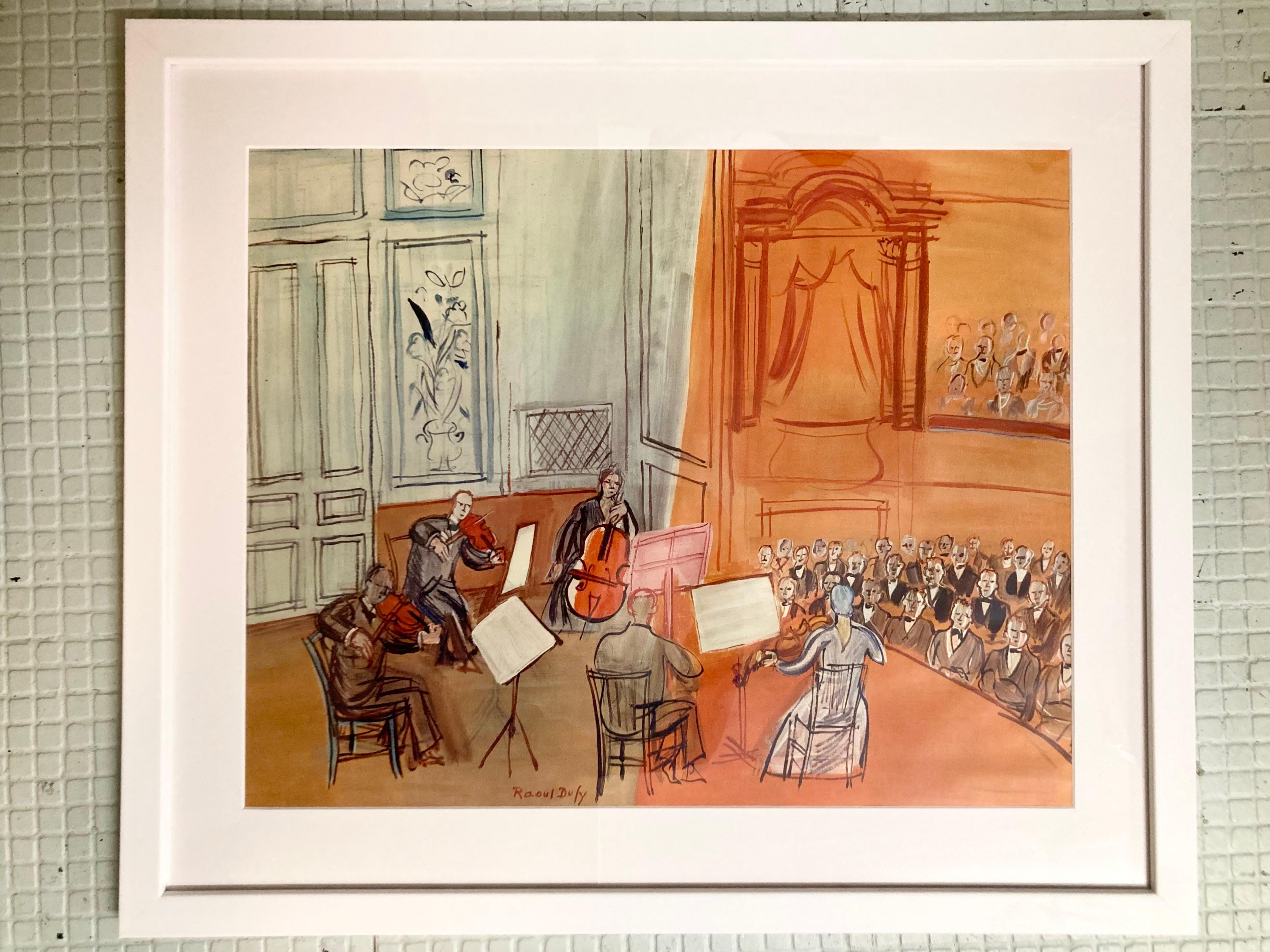 Schöne Raoul Dufy Konzertlithographie aus dem Nachlass von Tony Duquette. Eine tolle Ergänzung für Ihr französisch inspiriertes Interieur.

Abmessungen des Bildes: 21.5