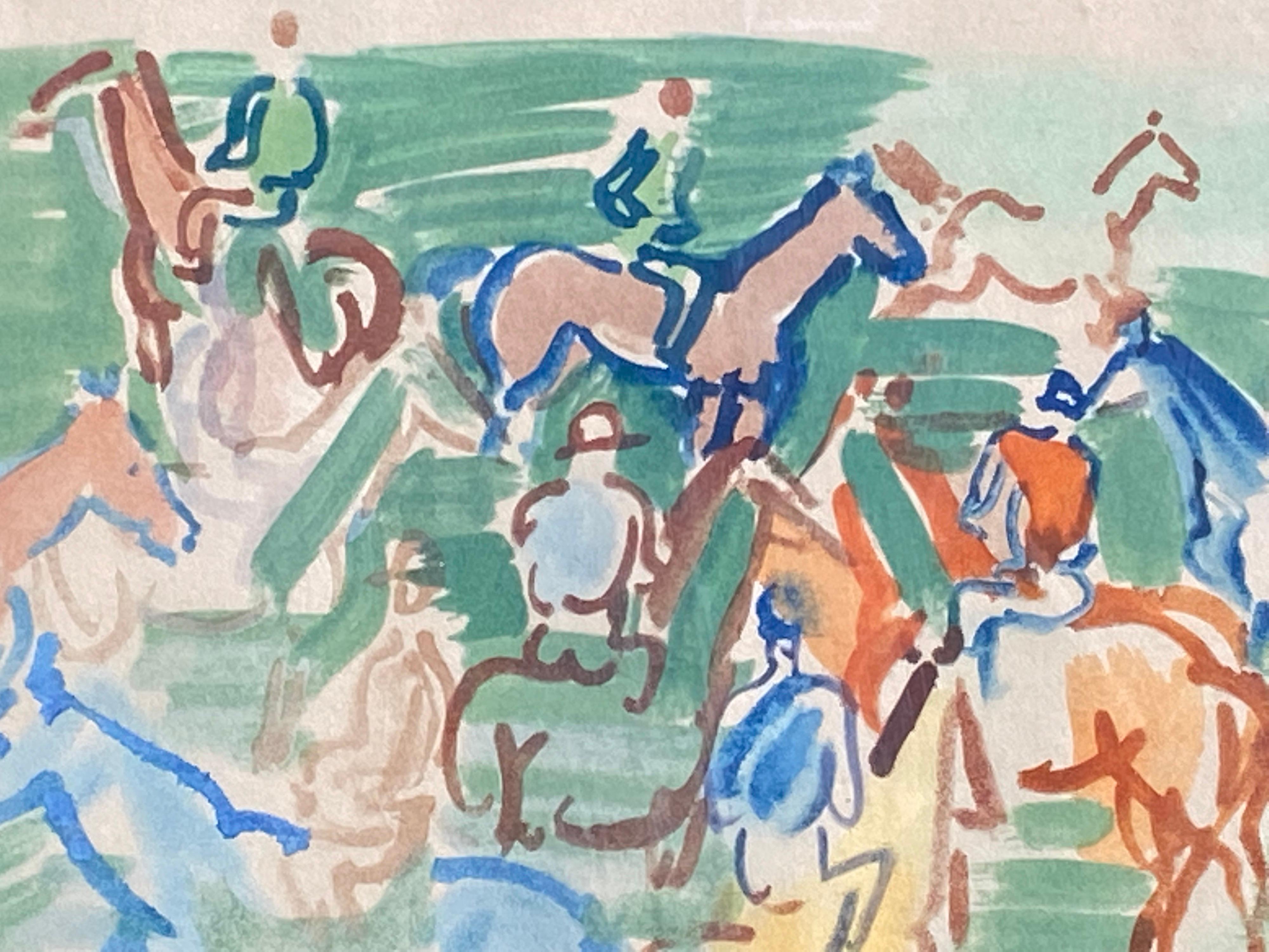 Raoul Dufy Litho of Horses, great colors and older frame. Signed in the plate.