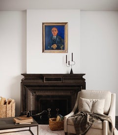 "Portrait du poète F. Berthault" French Fauvist framed oil canvas signed framed