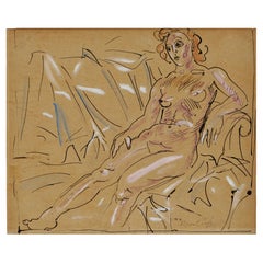 Vintage Raoul Dufy Fauvist Art Deco Nude Painting