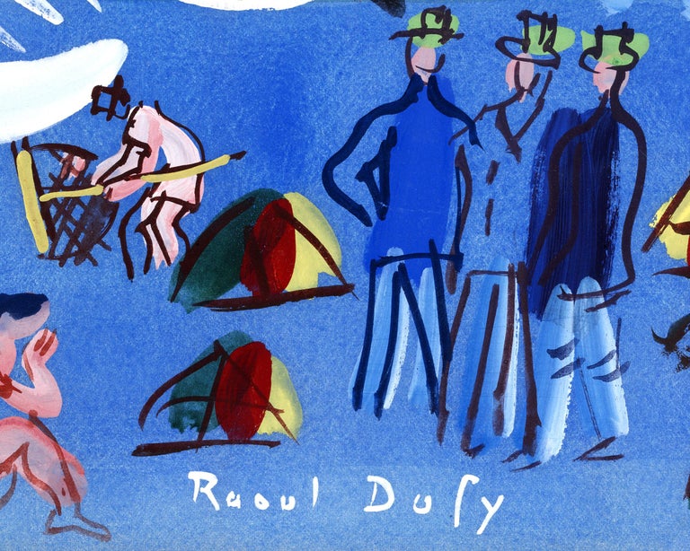 The Visit of the English Squadron to Le Havre - Blue Figurative Painting by Raoul Dufy