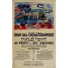 Vintage 1945 poster by Raoul Dufy for the "Le Havre Grand Gala Cinématographique"