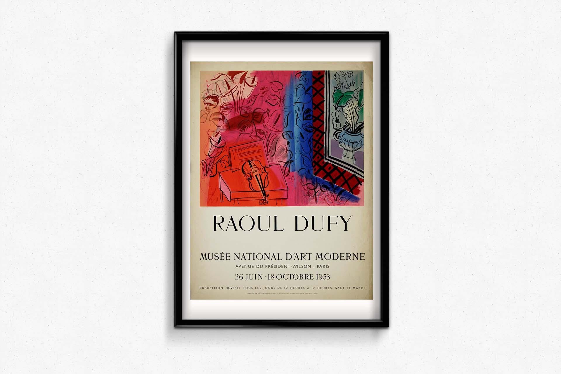 Affiche originale de 1953 de l'exposition de Raoul Dufy au Musée National d'Art Modernity en vente 1
