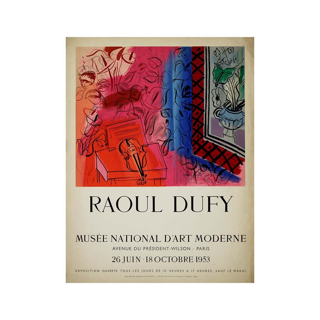 1953 original exhibition poster by Raoul Dufy at Musée National d'Art Moderne For Sale 3