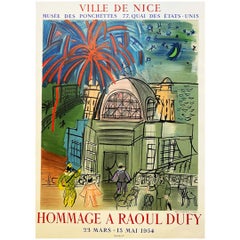 1954 Original exhibition poster by Raoul Dufy - Feu d'Artifice à Nice