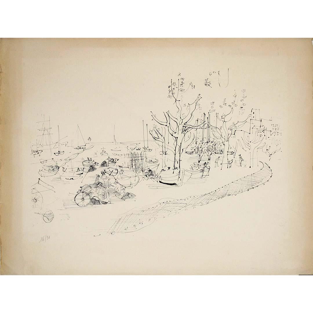 1961 lithographie d'après Raoul Dufy (after) Raoul Dufy - Les côtes Normandes