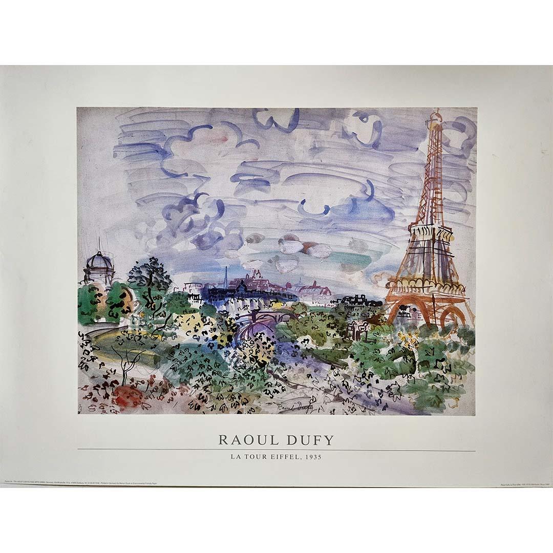 Radiating color, charm, and the uncontainable joy of life in Paris, this 1989 original poster reproduces La Tour Eiffel (1935), a luminous watercolor by the renowned French Fauvist and modernist Raoul Dufy. Published more than 50 years after the