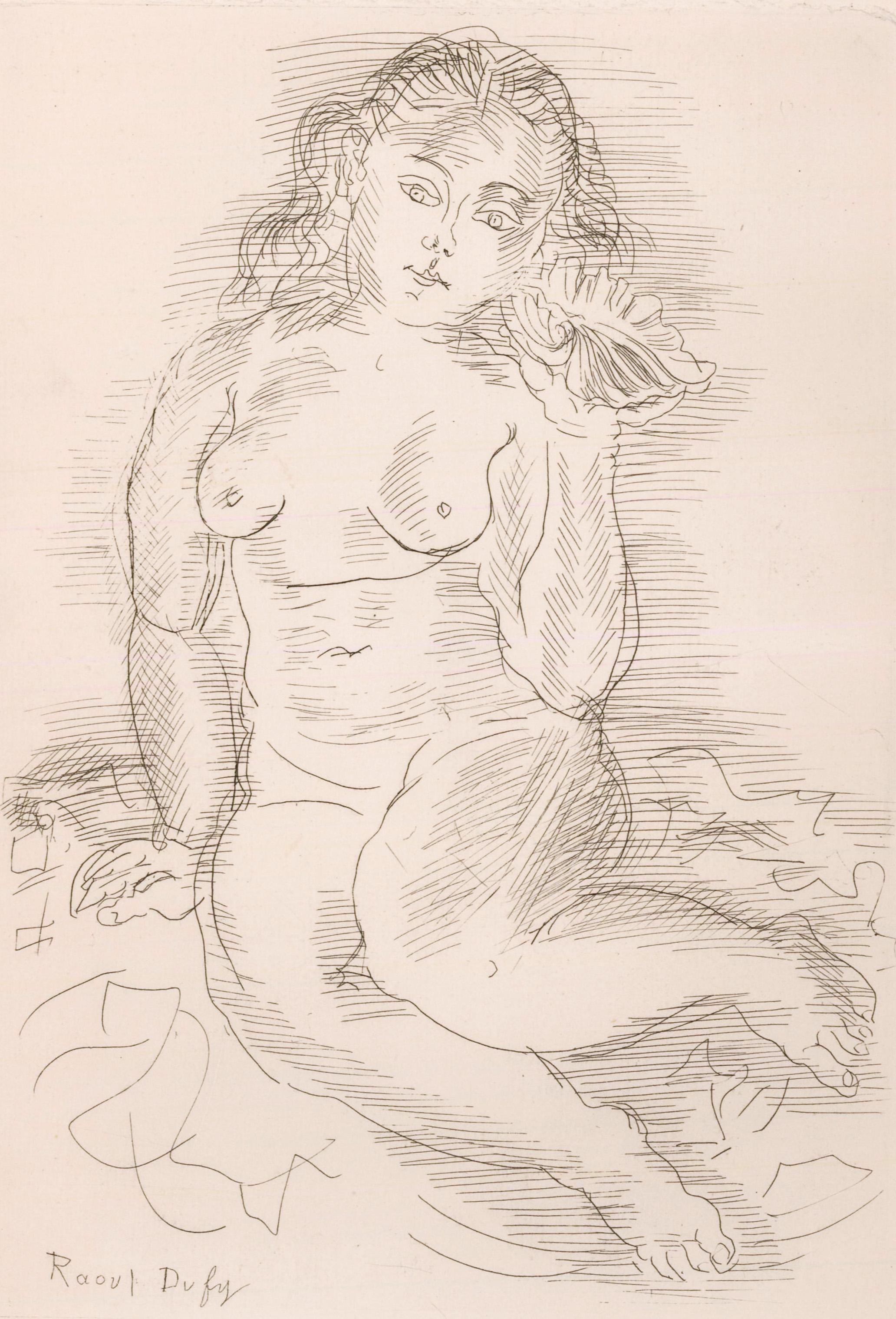 Amphitrite Nude Etching - Print by Raoul Dufy