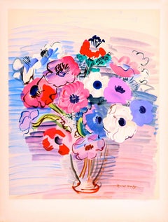 Anémones (colorful bouquet of flowers) by Raoul Dufy - lithographic print