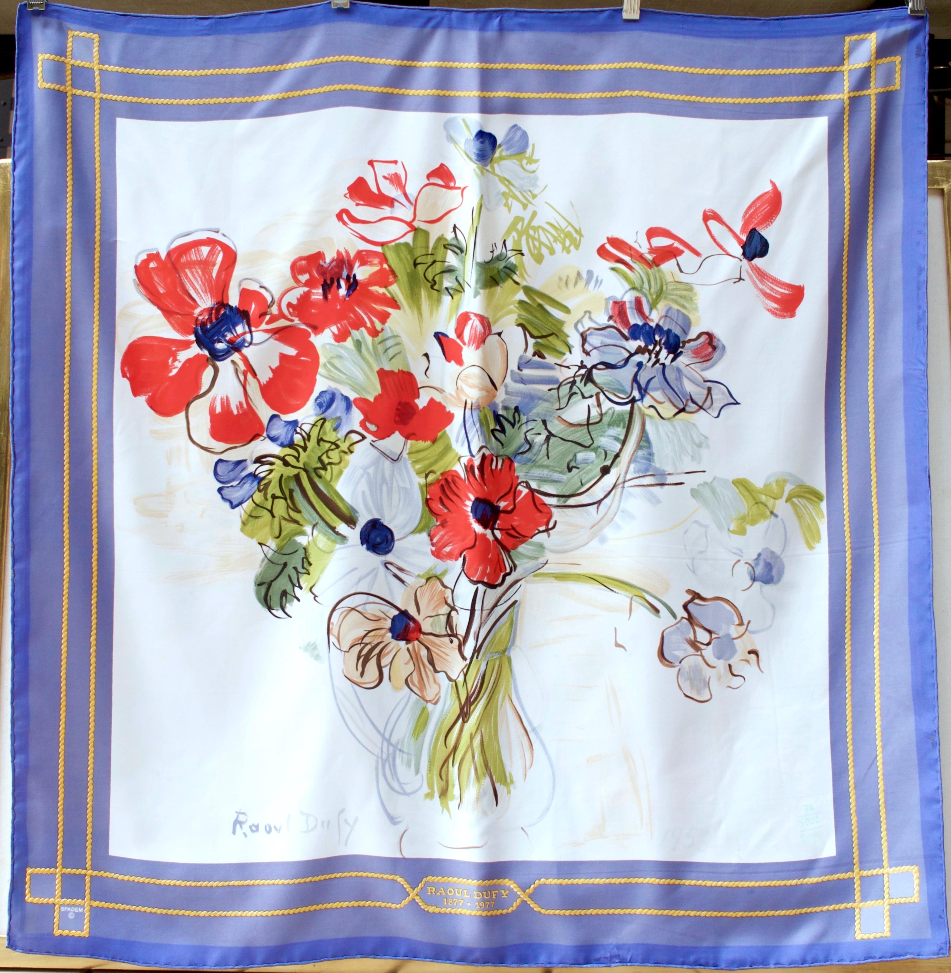 "Anemones" Floral Silk Scarf, Unframed