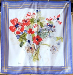 Vintage "Anemones" Floral Silk Scarf, Unframed