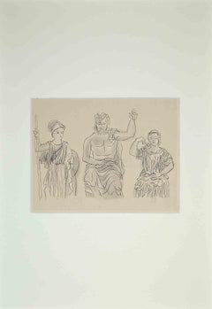 Vintage Athena Zeus Dike - Original Lithograph by Raoul Dufy - 1930s