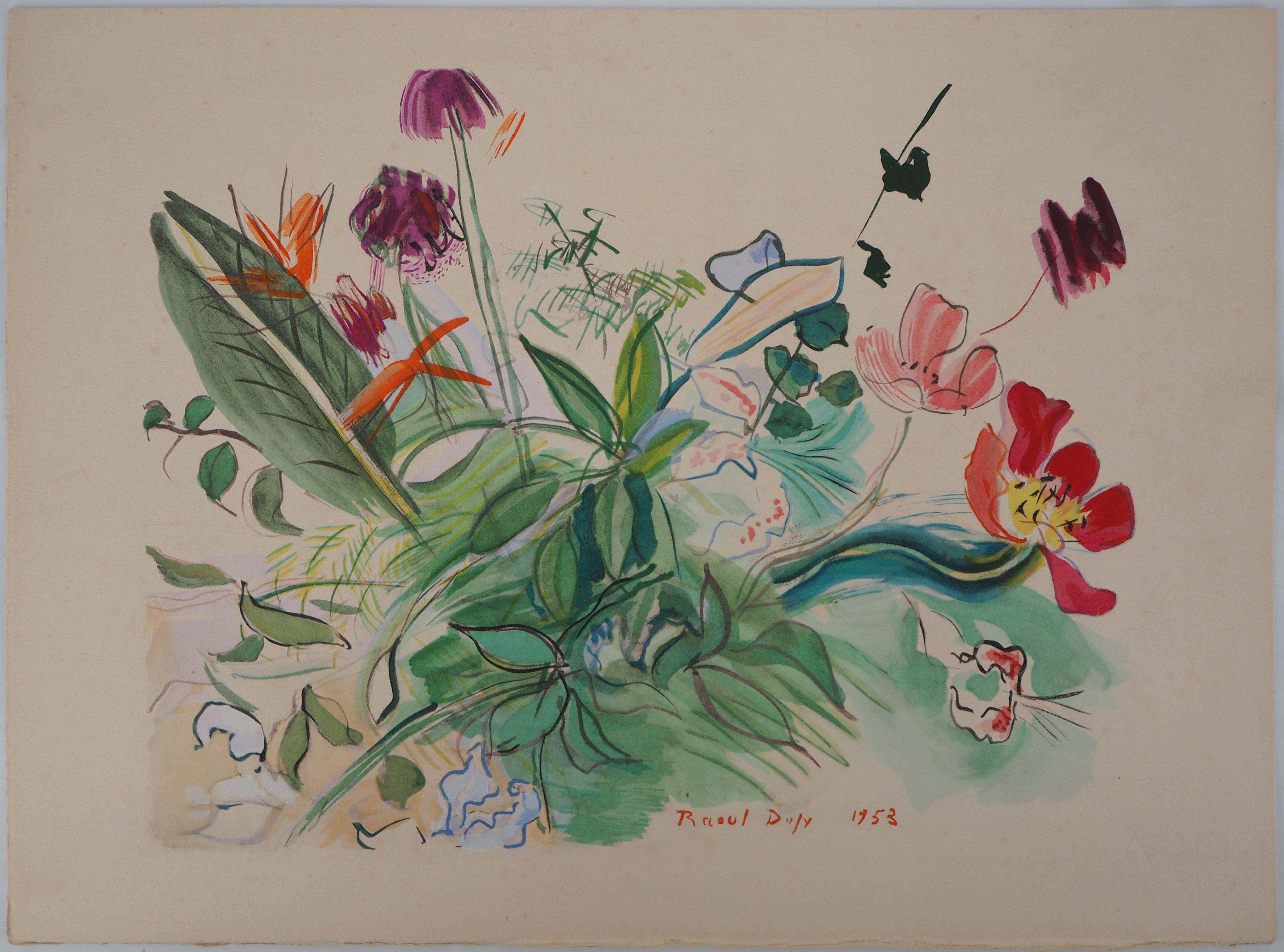 Bunch of Flowers - Original Lithograph - Print by Raoul Dufy