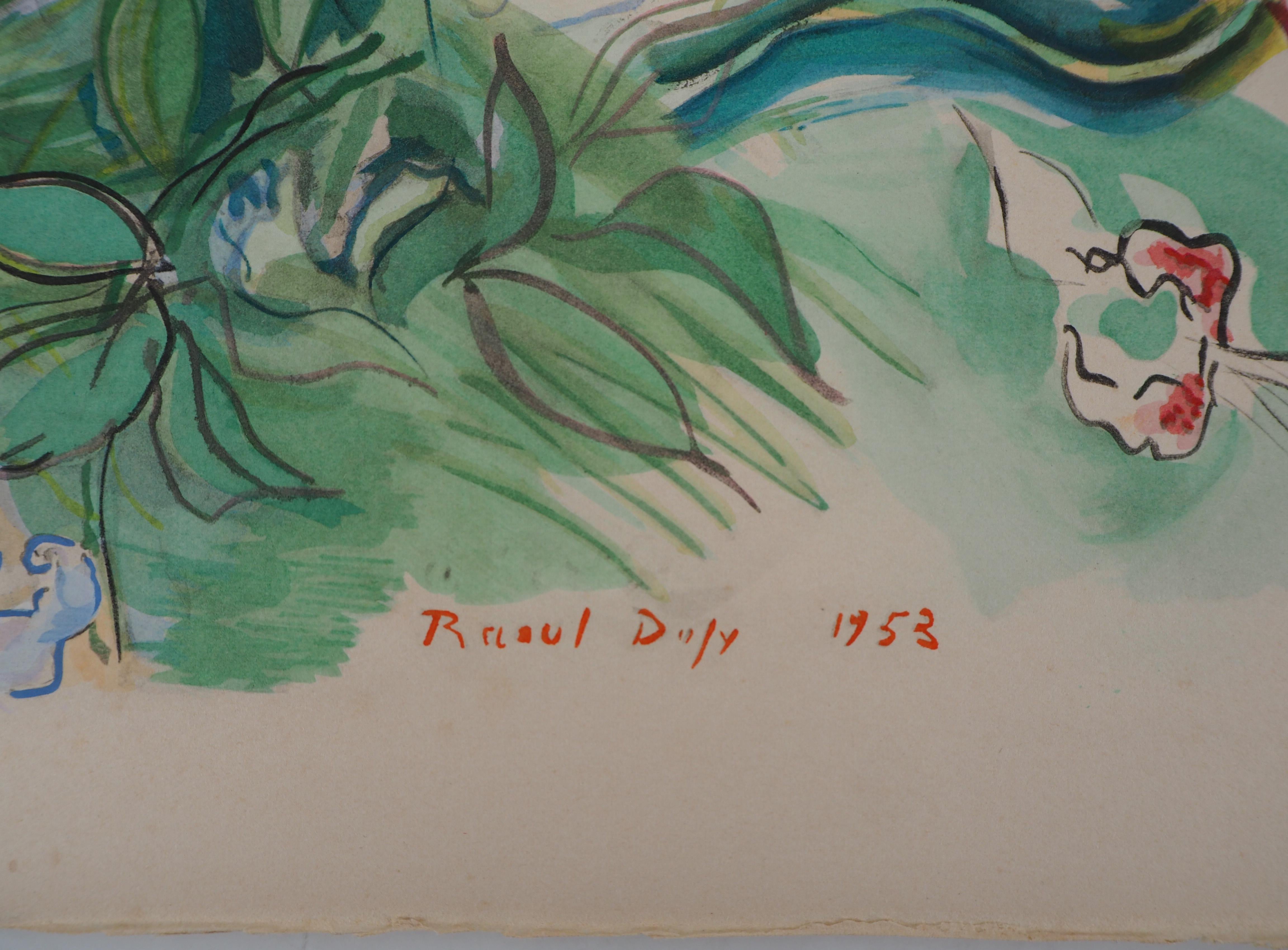 Manojo de flores - Litografía original - Print Moderno de Raoul Dufy