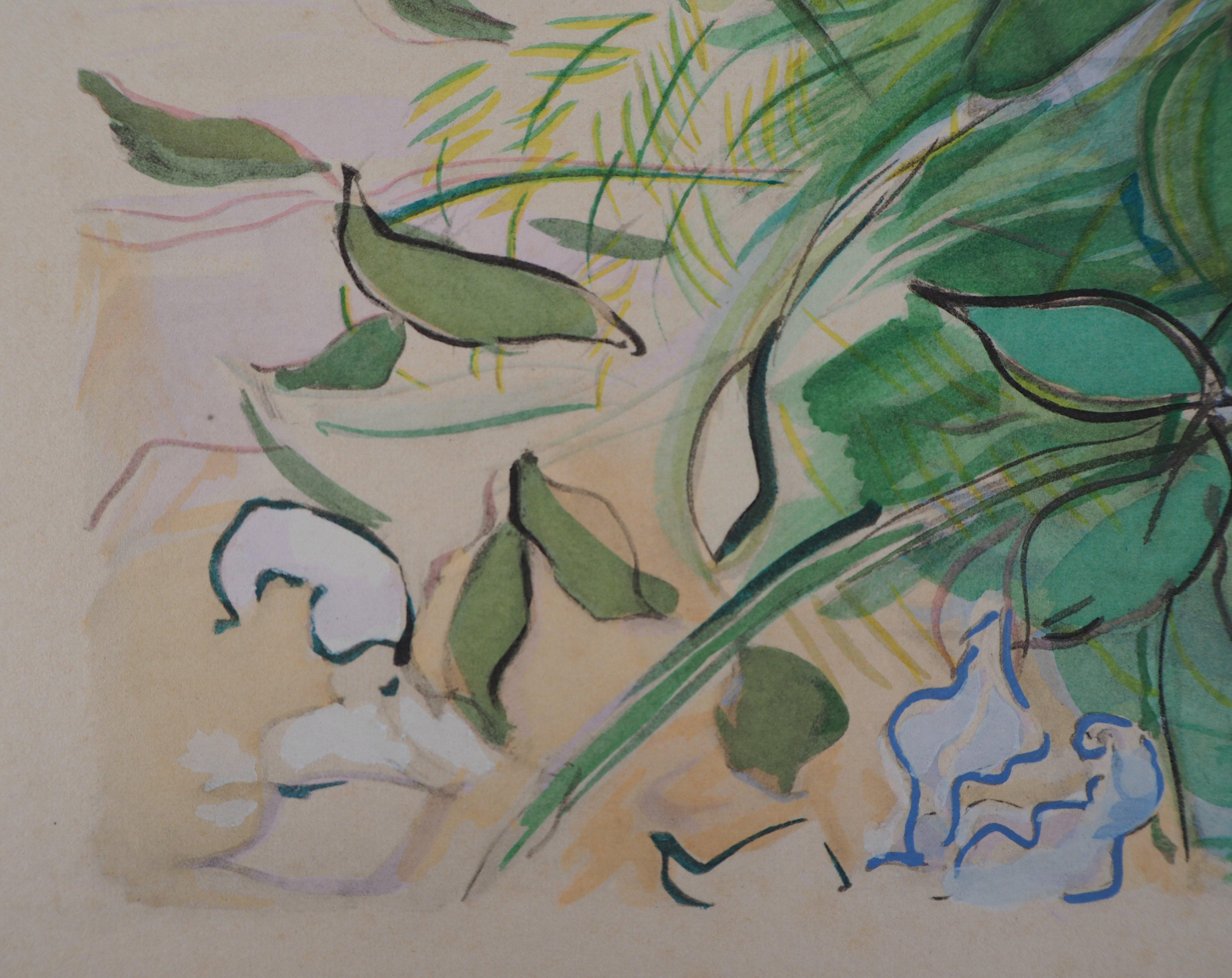 Manojo de flores - Litografía original en venta 1