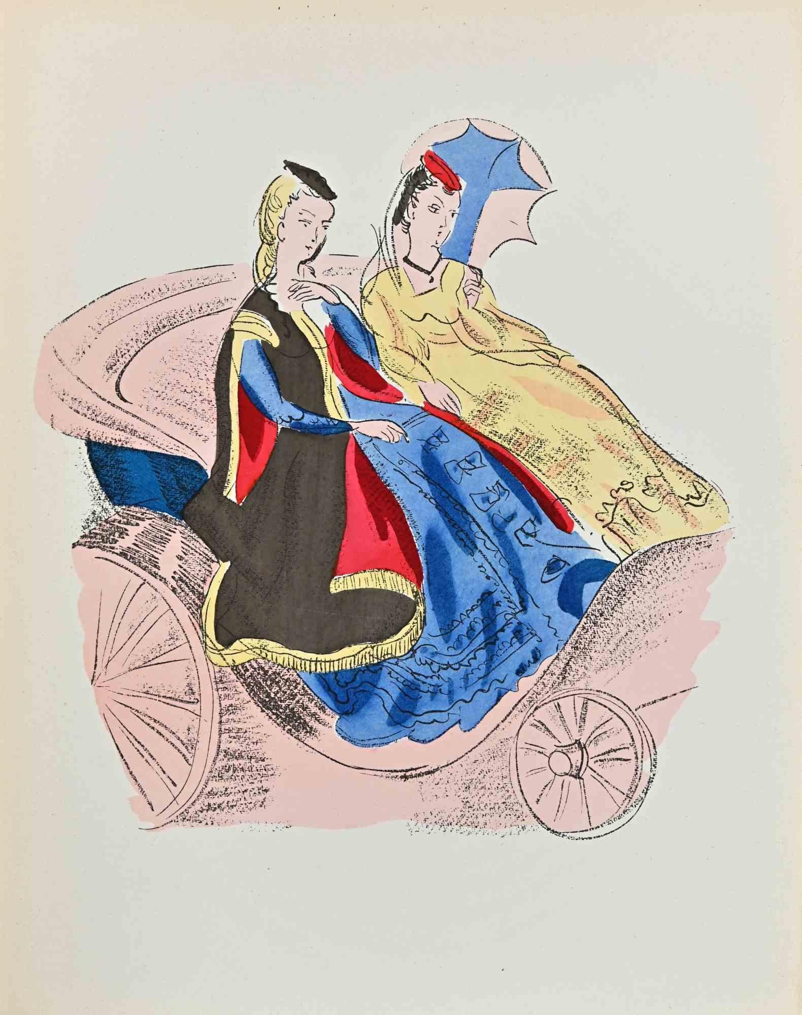 Carriage Rideis a vintage lithograph realized after Raoul Dufy in 1920.

Good conditions.

Edition of 110. Not signed and not numbered, as issued.

The artwork is depicted through confident strokes in a well-balanced composition.