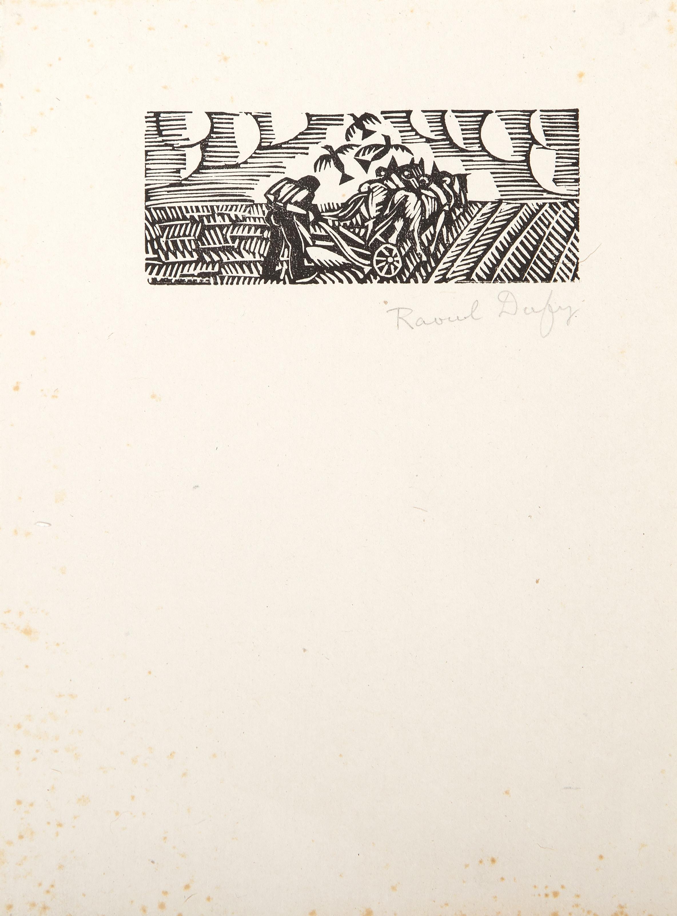 Crows in Field, Impressionist Woodcut by Raoul Dufy For Sale 1