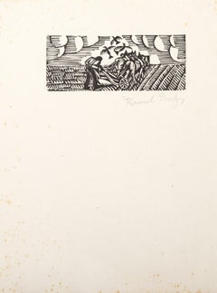 Crows in Field, gravure sur bois impressionniste de Raoul Dufy