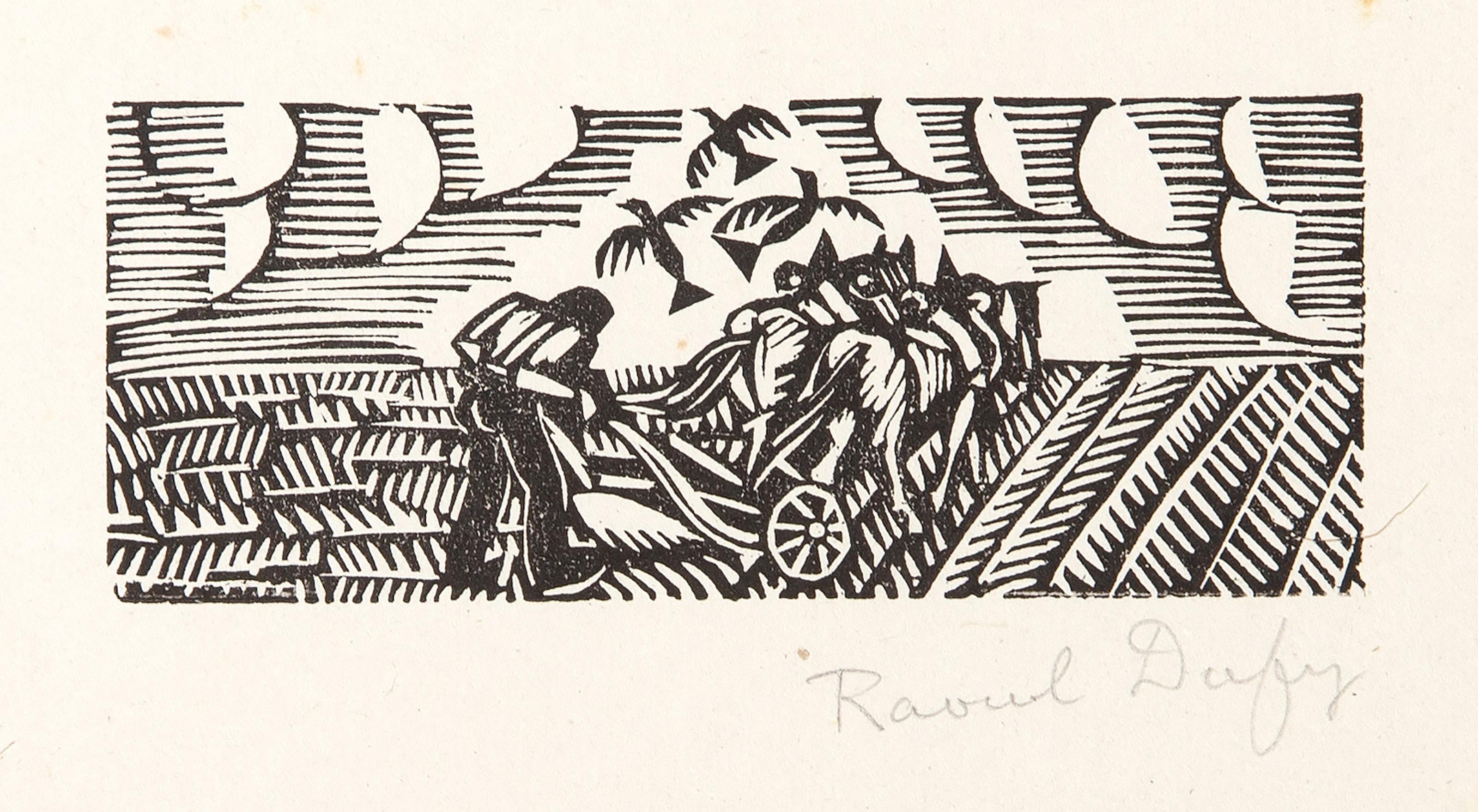 Corvi nel campo, xilografia impressionista di Raoul Dufy