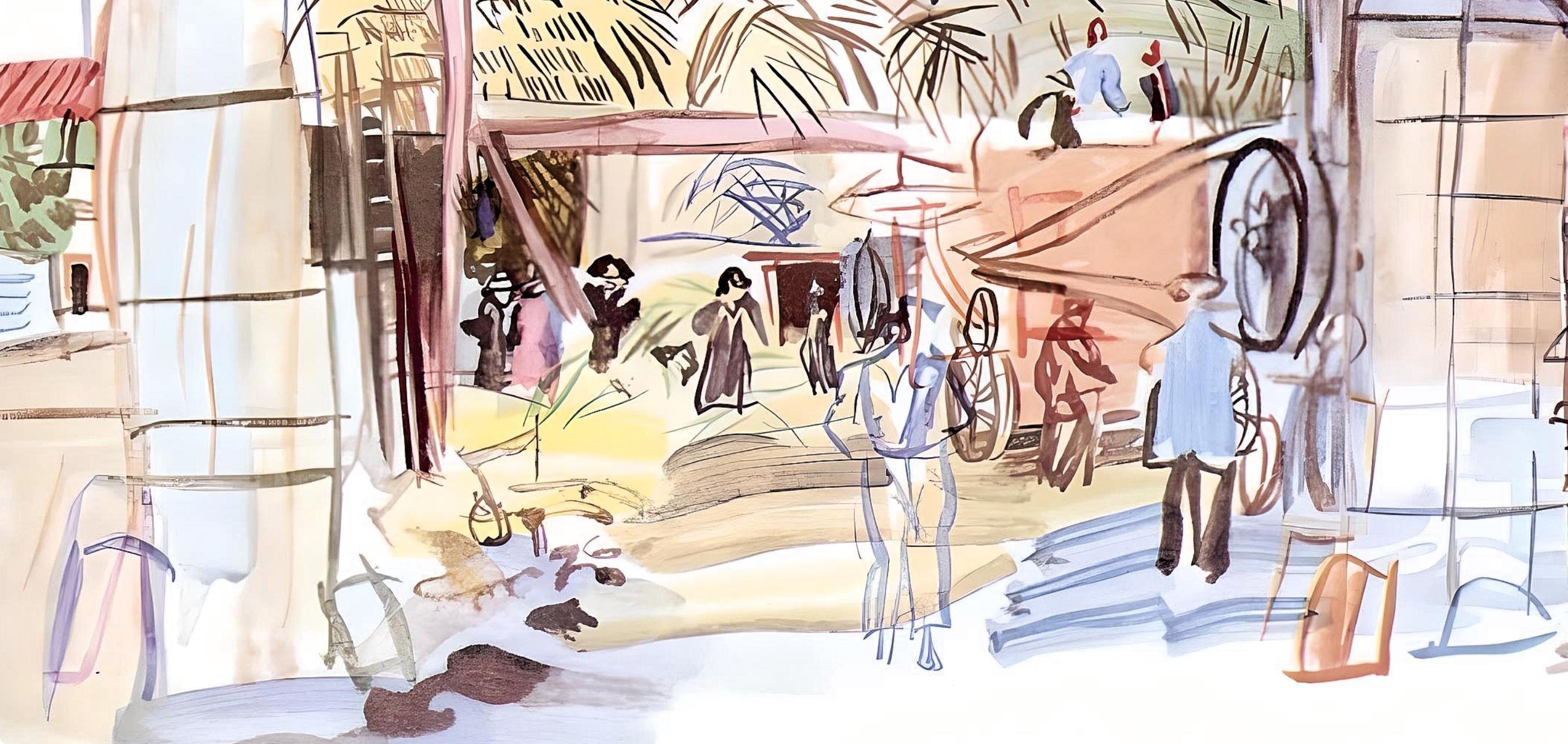 Dufy, A la batteuse, Vacances forcées (après) - Moderne Print par Raoul Dufy