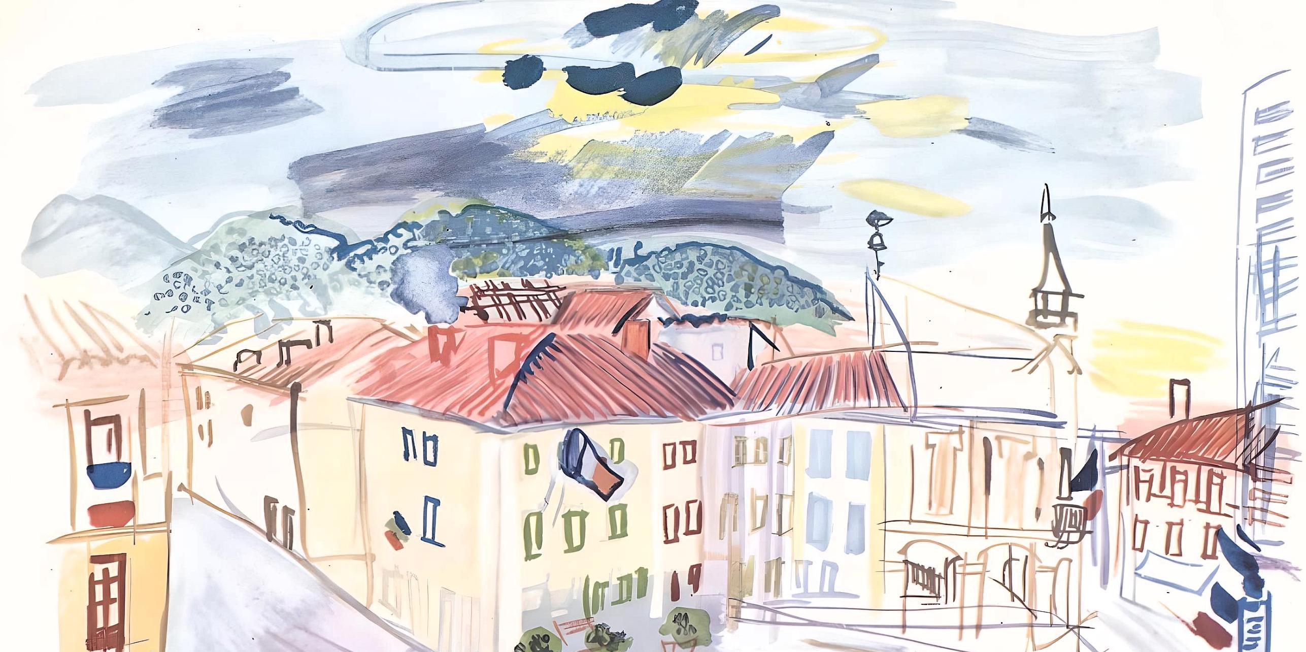 Dufy, Aspet pavoise, Vacances forcées (after) - Modern Print by Raoul Dufy
