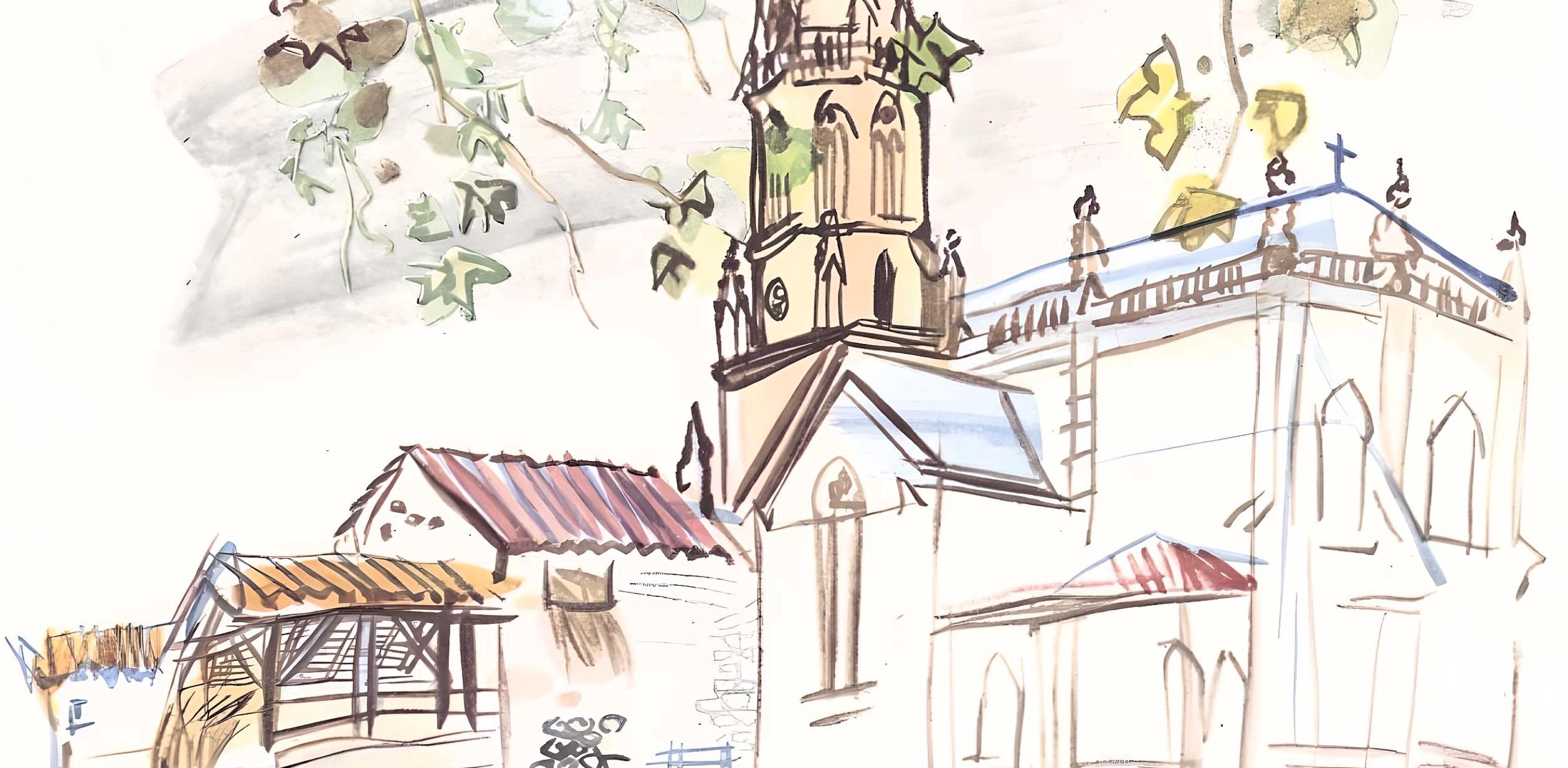 Dufy, L'église de Lestel, Vacances forcées (after) - Modern Print by Raoul Dufy