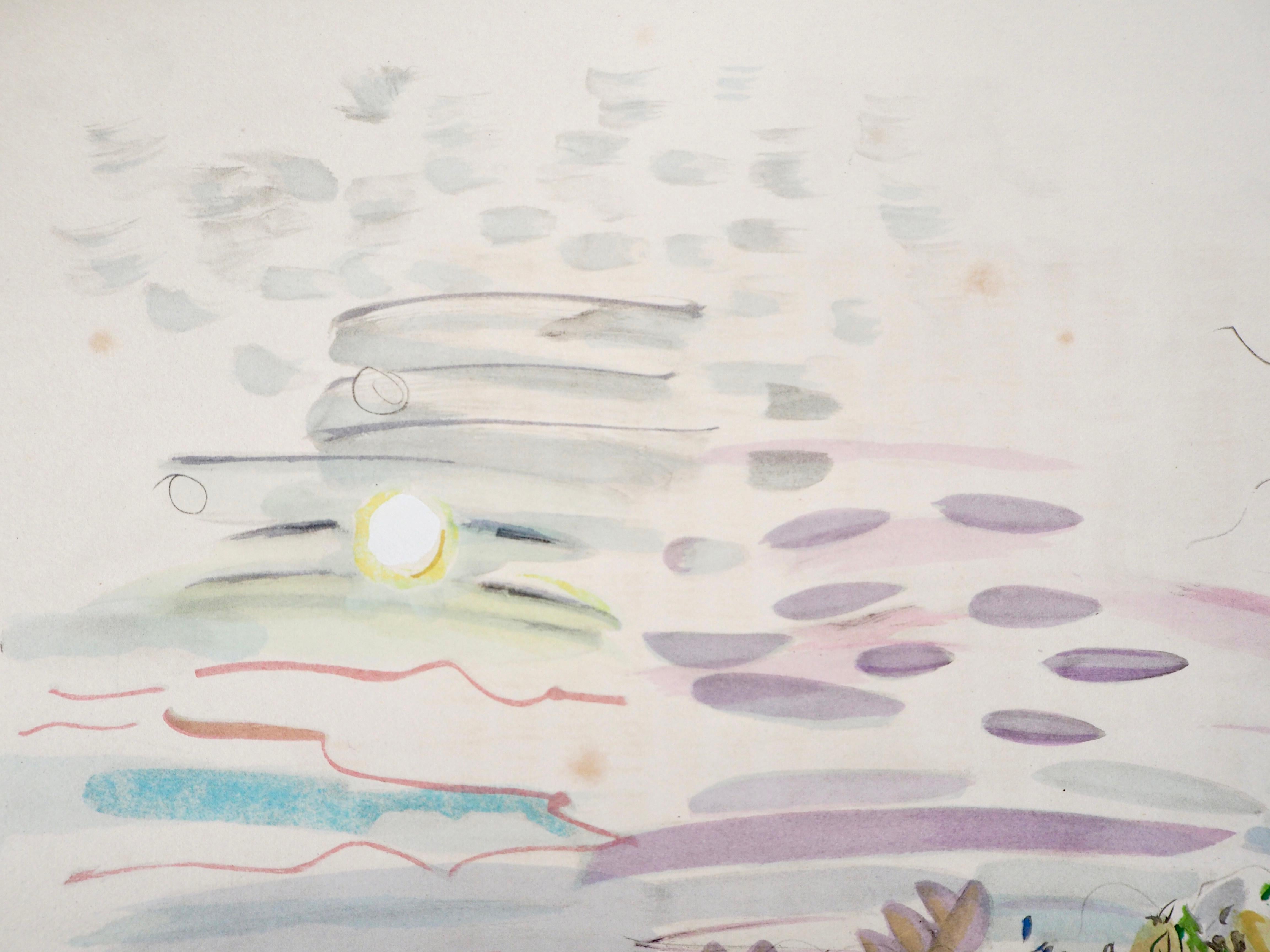 Dufy, Composition, Eaux-de-vie, Esprit de la fleur et du fruit (dopo) - Figurative Print Grigio di Raoul Dufy