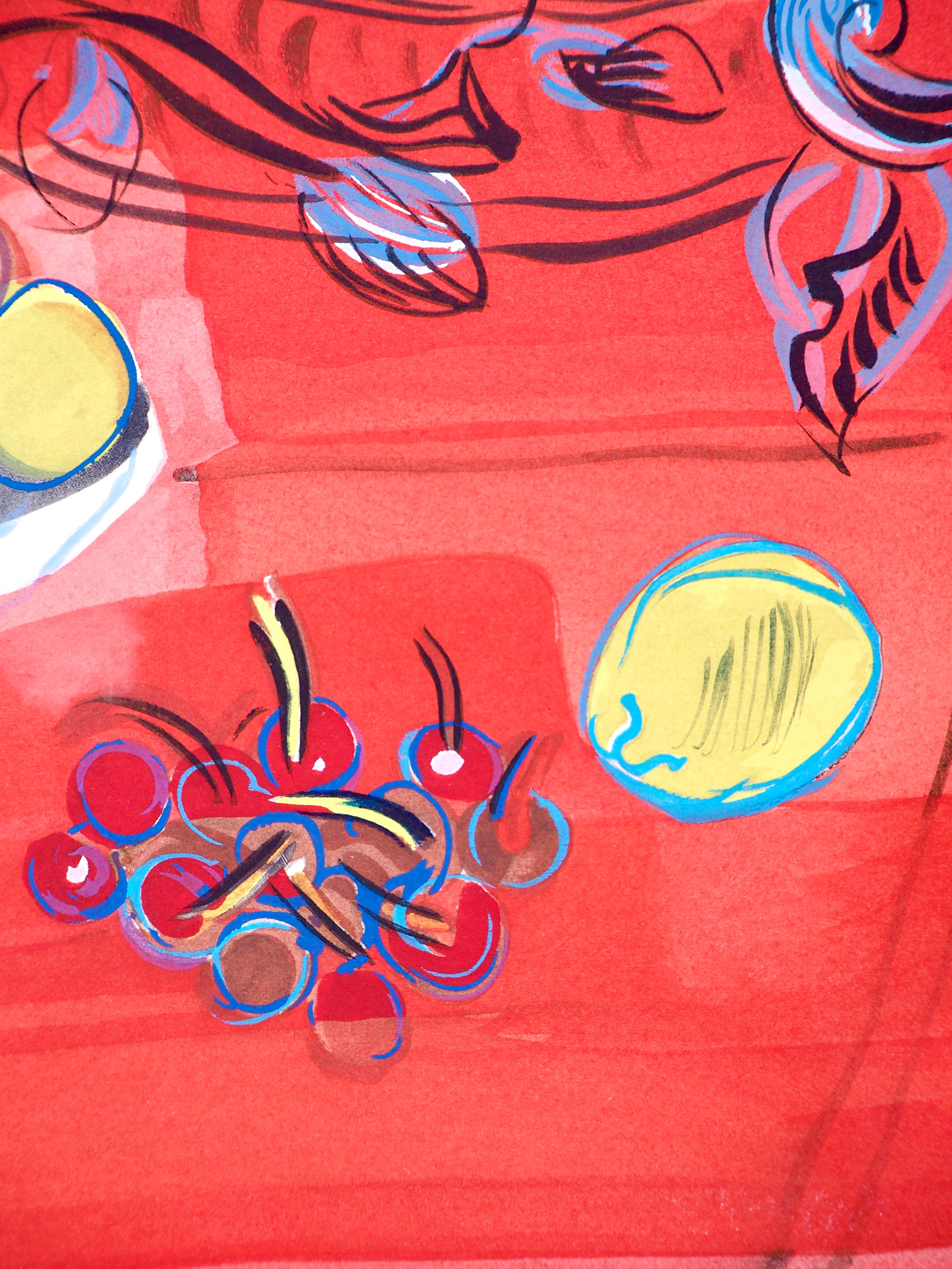 Dufy, Composition, Eaux-de-vie, Esprit de la fleur et du fruit (dopo) - Still-Life Print Rosso di Raoul Dufy