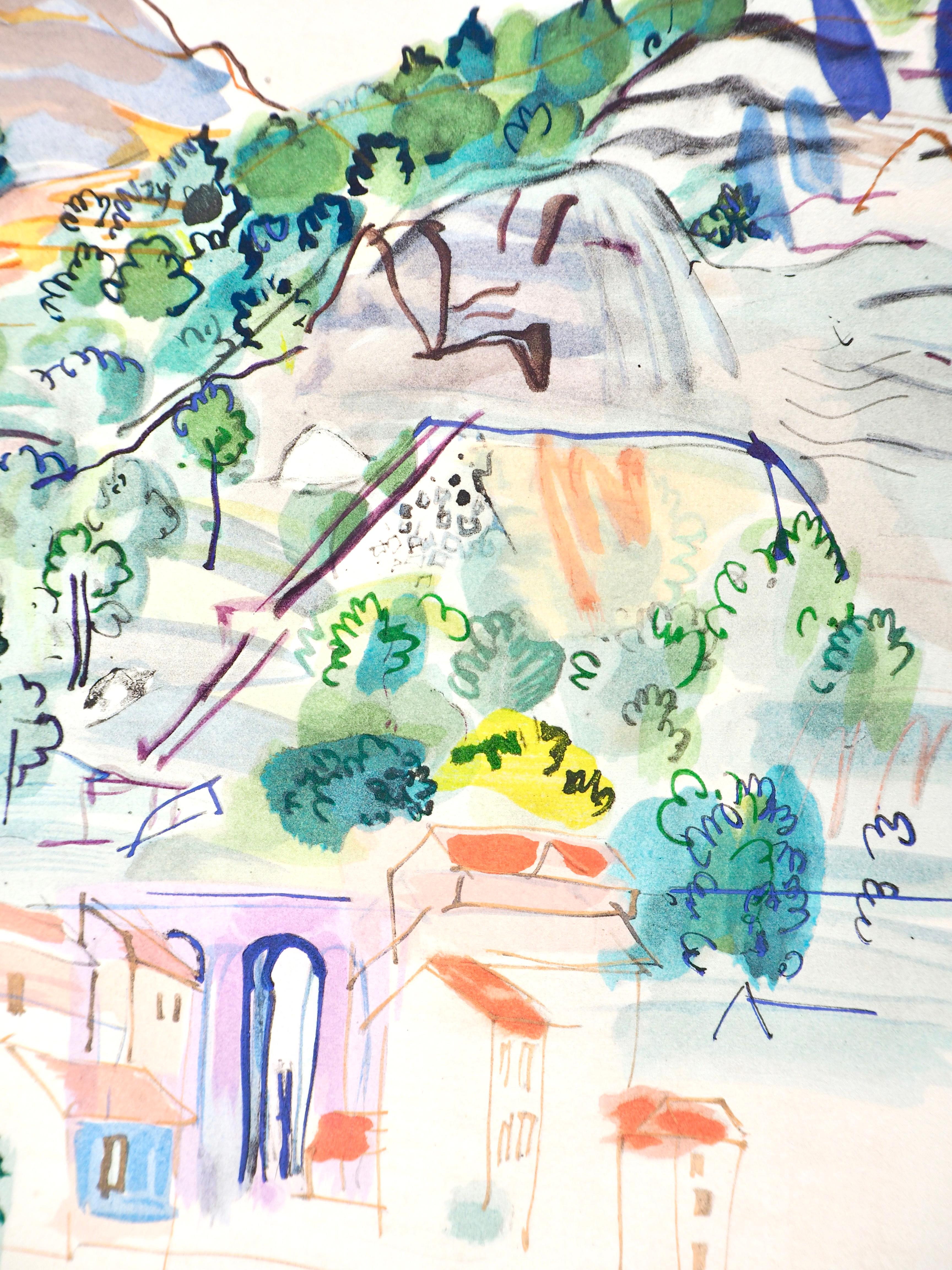 Dufy, Composición, Eaux-de-vie, Esprit de la fleur et du fruit (después) - Figurative Print Gris de Raoul Dufy
