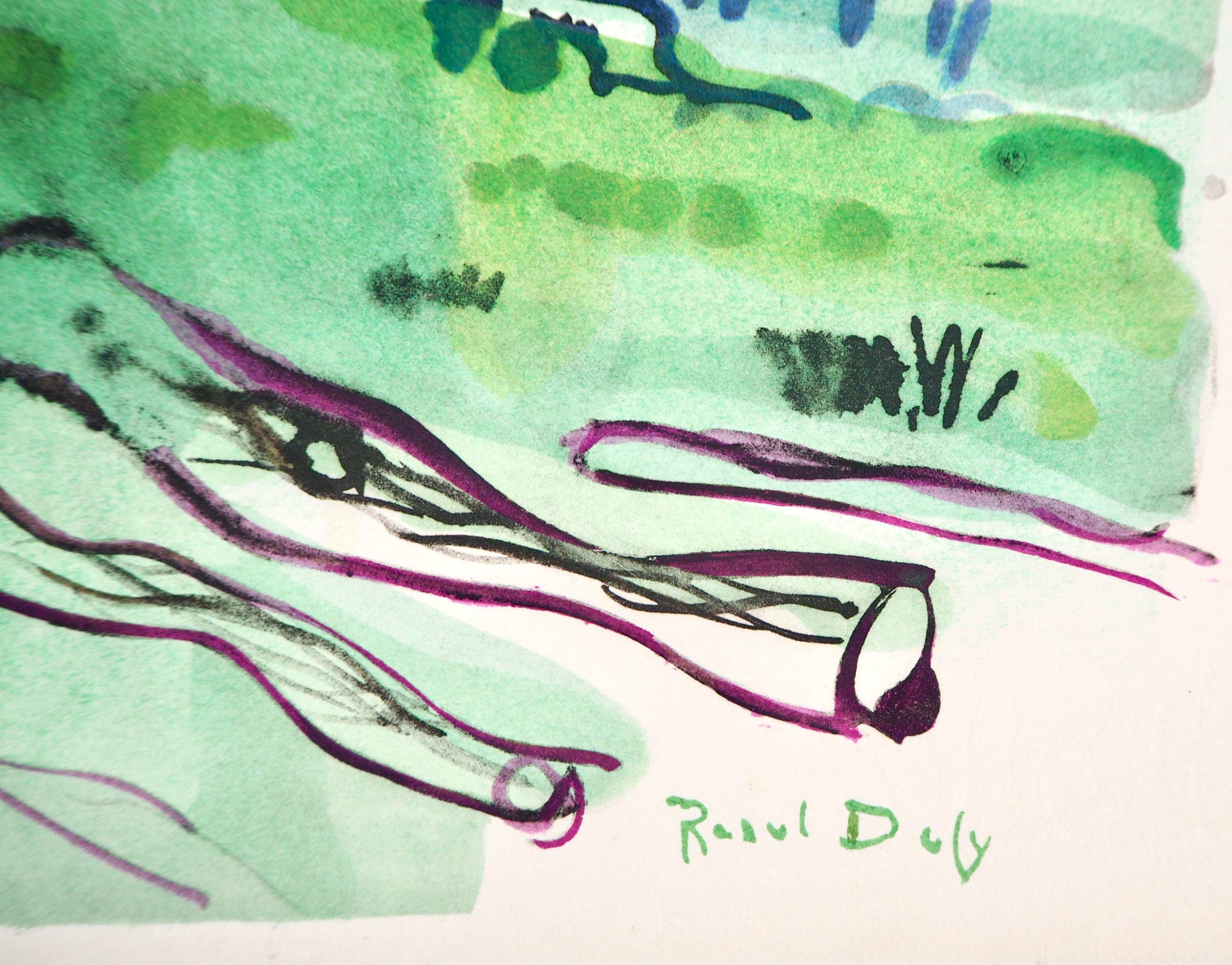 Dufy, Composición, Eaux-de-vie, Esprit de la fleur et du fruit (después) - Figurative Print Verde de Raoul Dufy