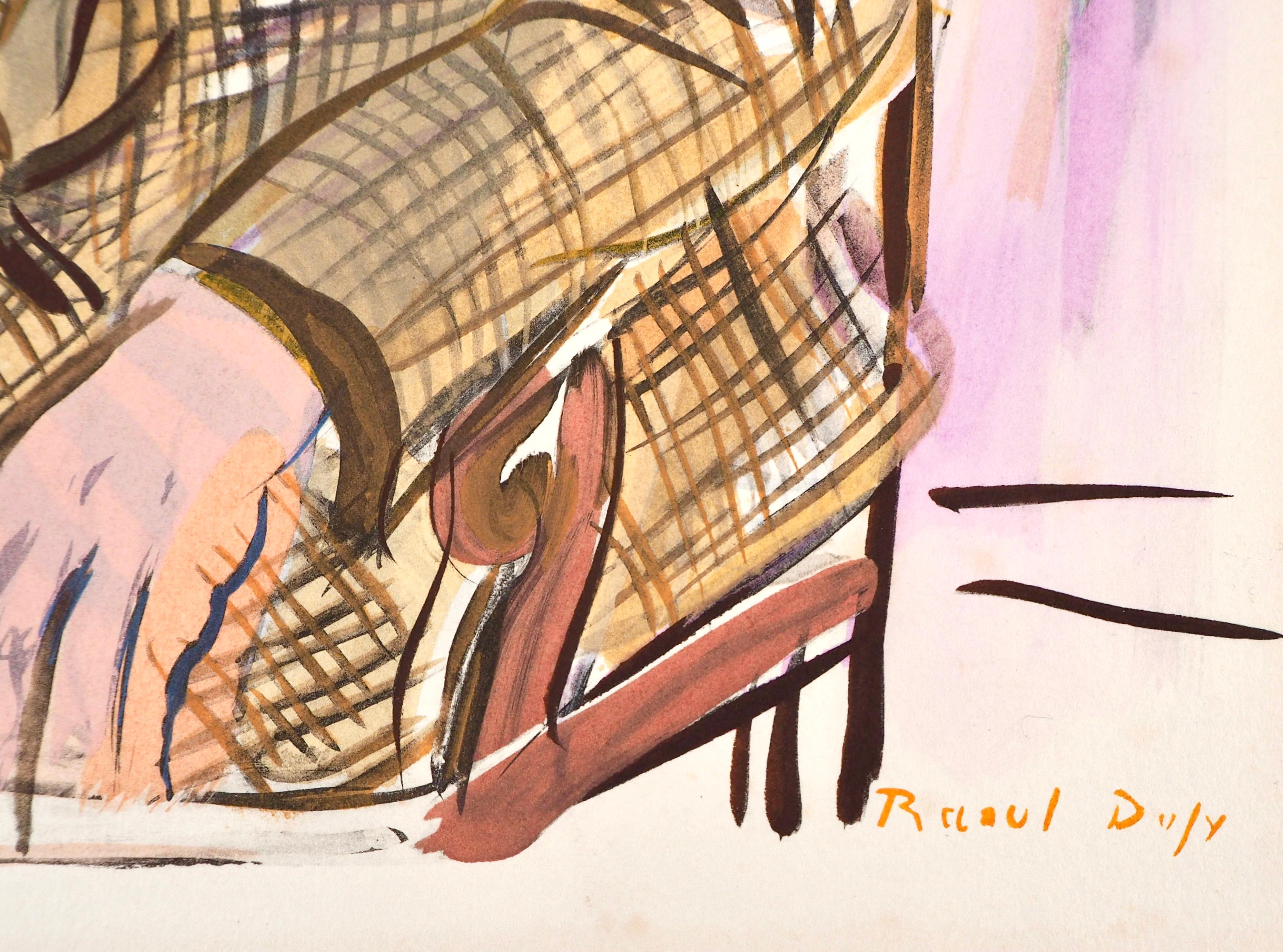 Litografía y estarcido sobre papel vélin d'Arches. Sin firmar y sin numerar, tal como se publicó. Buen estado. Publicado e impreso por Bernard Klein, éditeur, París, 26 de febrero de 1954. Notas: Del folio Eaux-de-vie, Esprit de la fleur et du