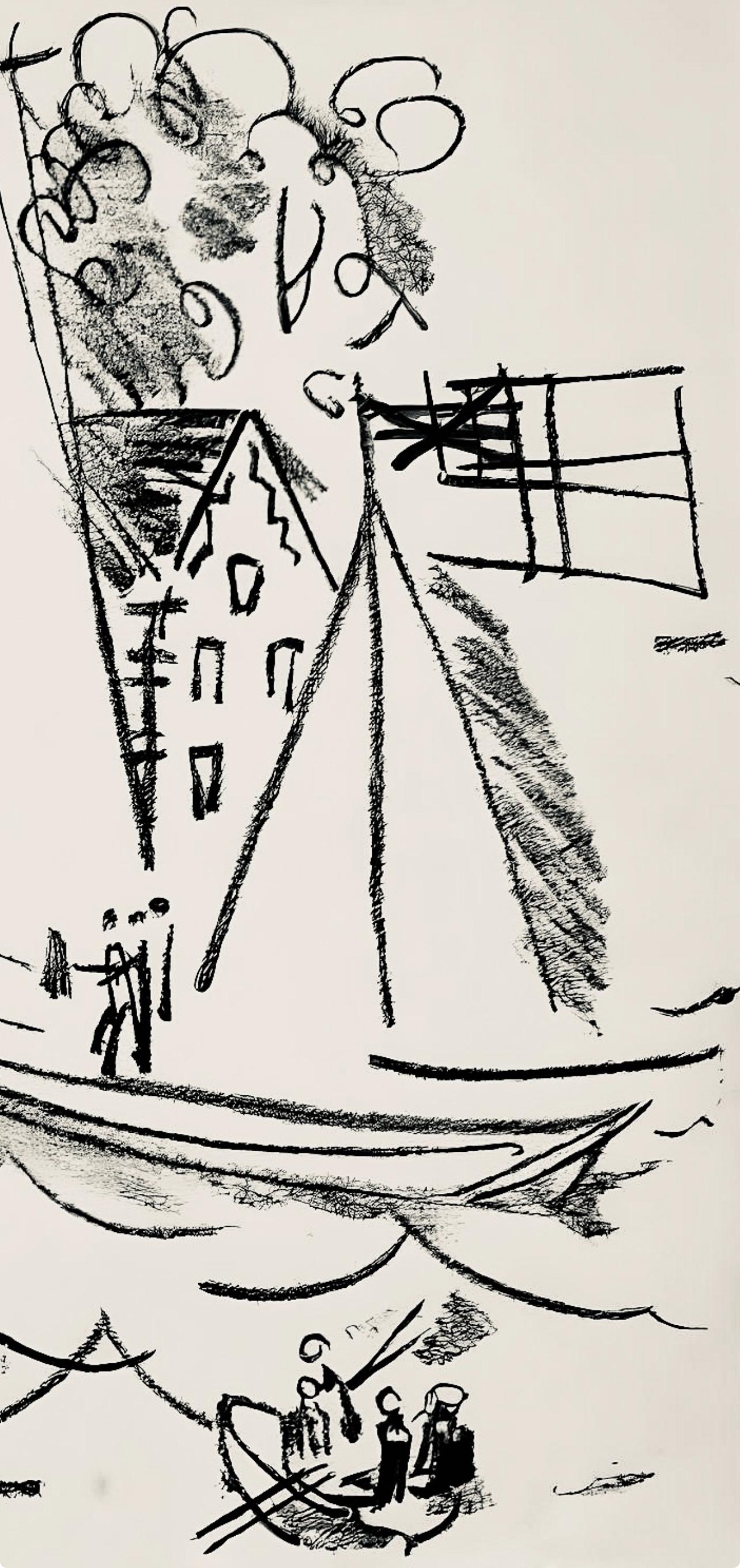 Dufy, Composición, Les Côtes Normandes (después de) - Landscape Print Beige de Raoul Dufy