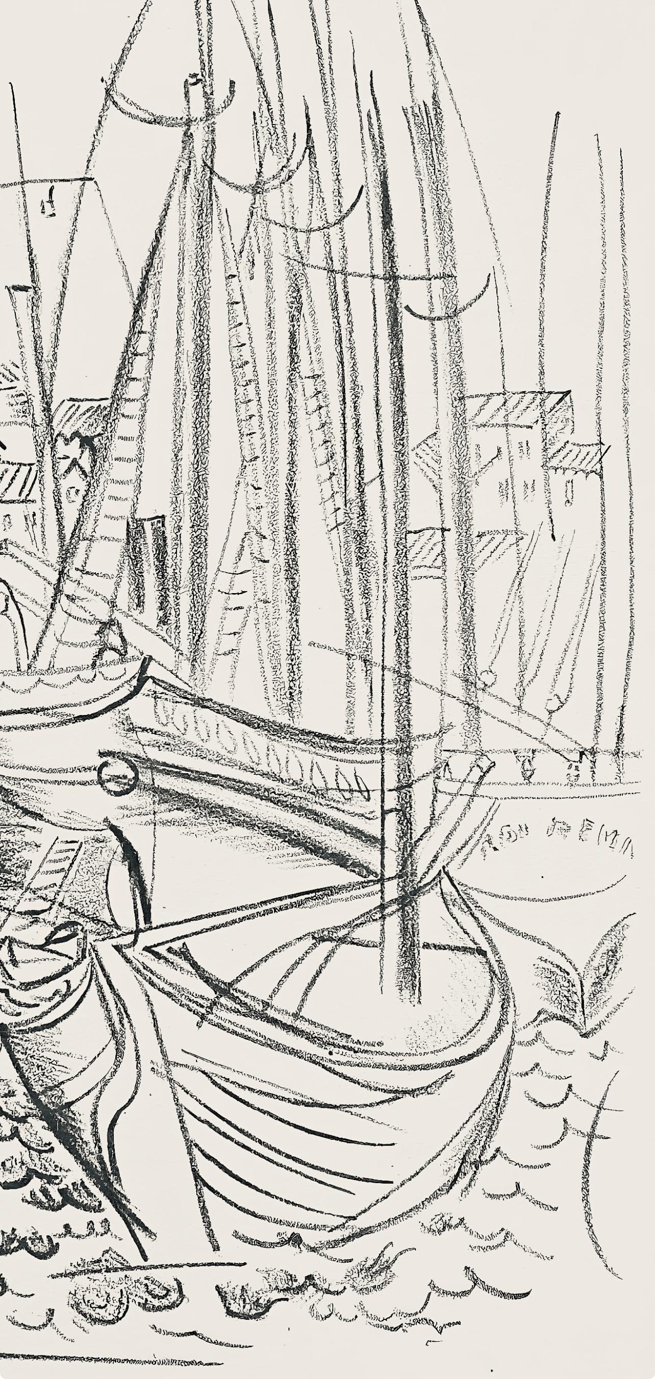 Dufy, Composition, Les Côtes Normandes (after) - Gray Landscape Print by Raoul Dufy