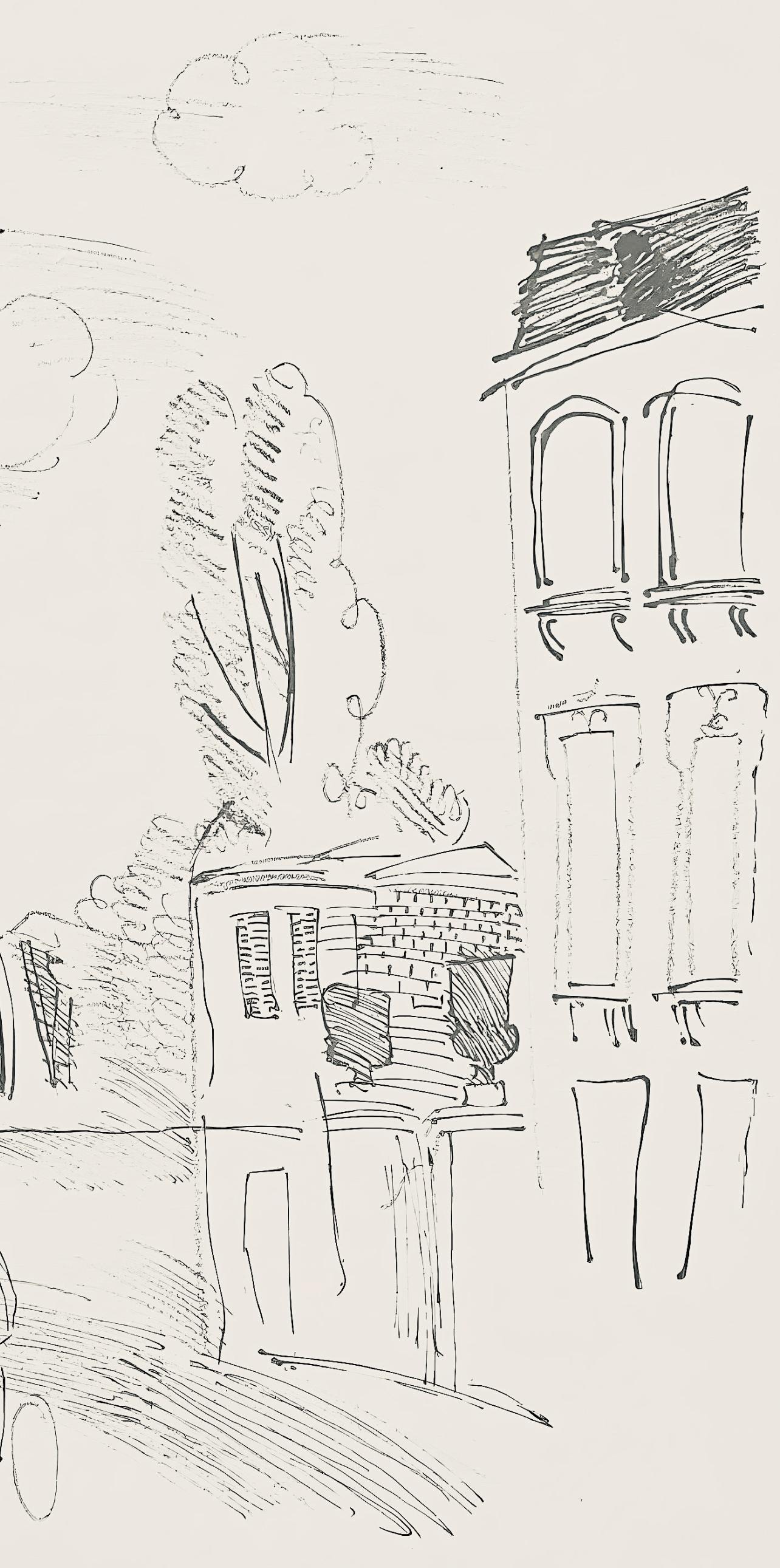 Dufy, Composition, Les Côtes Normandes (after) - Beige Landscape Print by Raoul Dufy