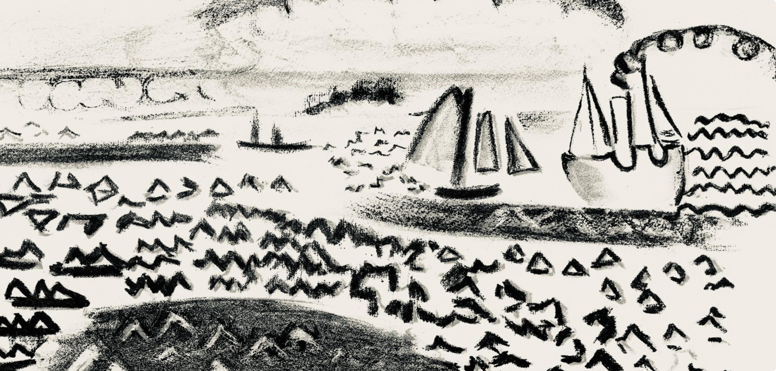 Dufy, Composición, Les Côtes Normandes (después de) - Landscape Print Gris de Raoul Dufy