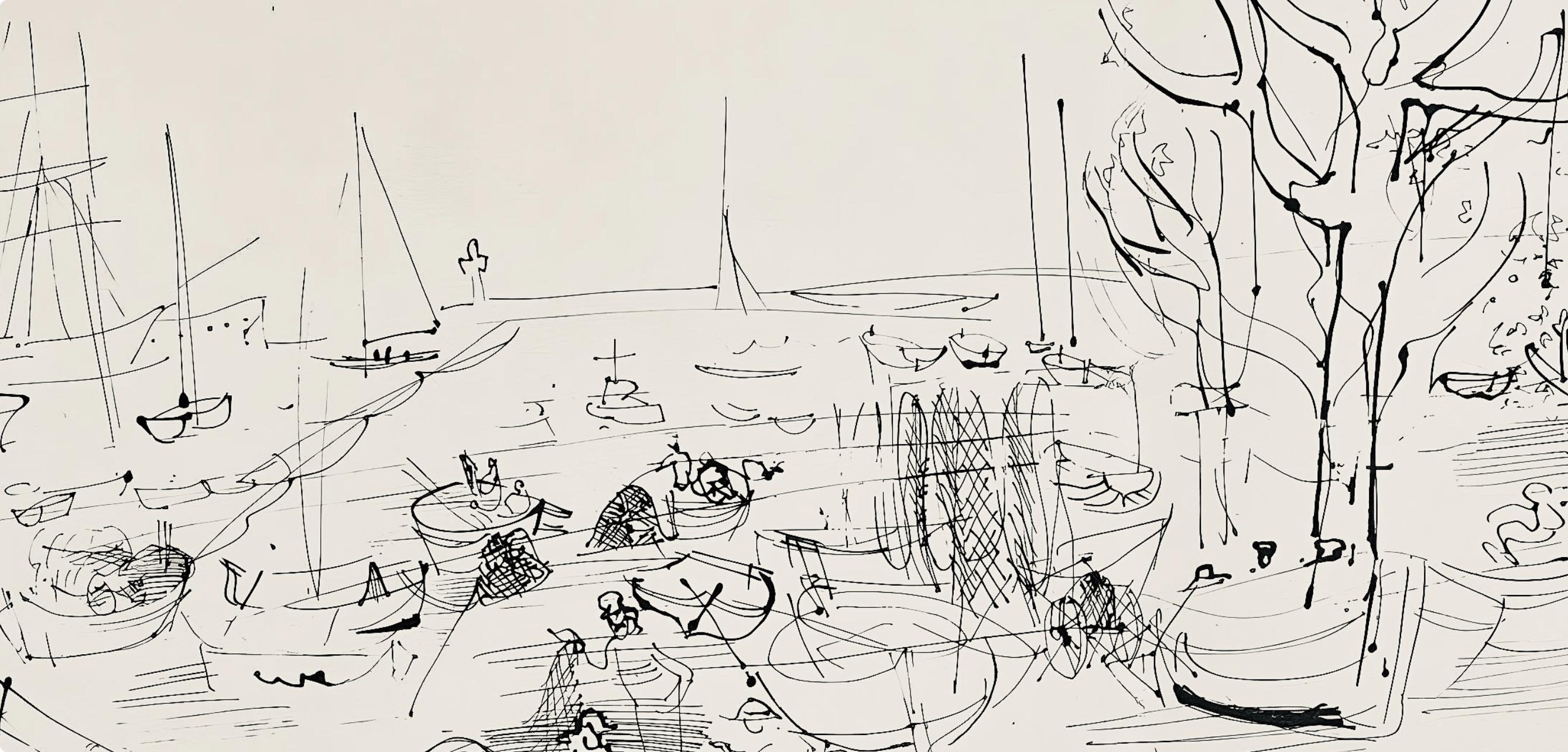 Dufy, Composition, Les Côtes Normandes (after) - Beige Figurative Print by Raoul Dufy