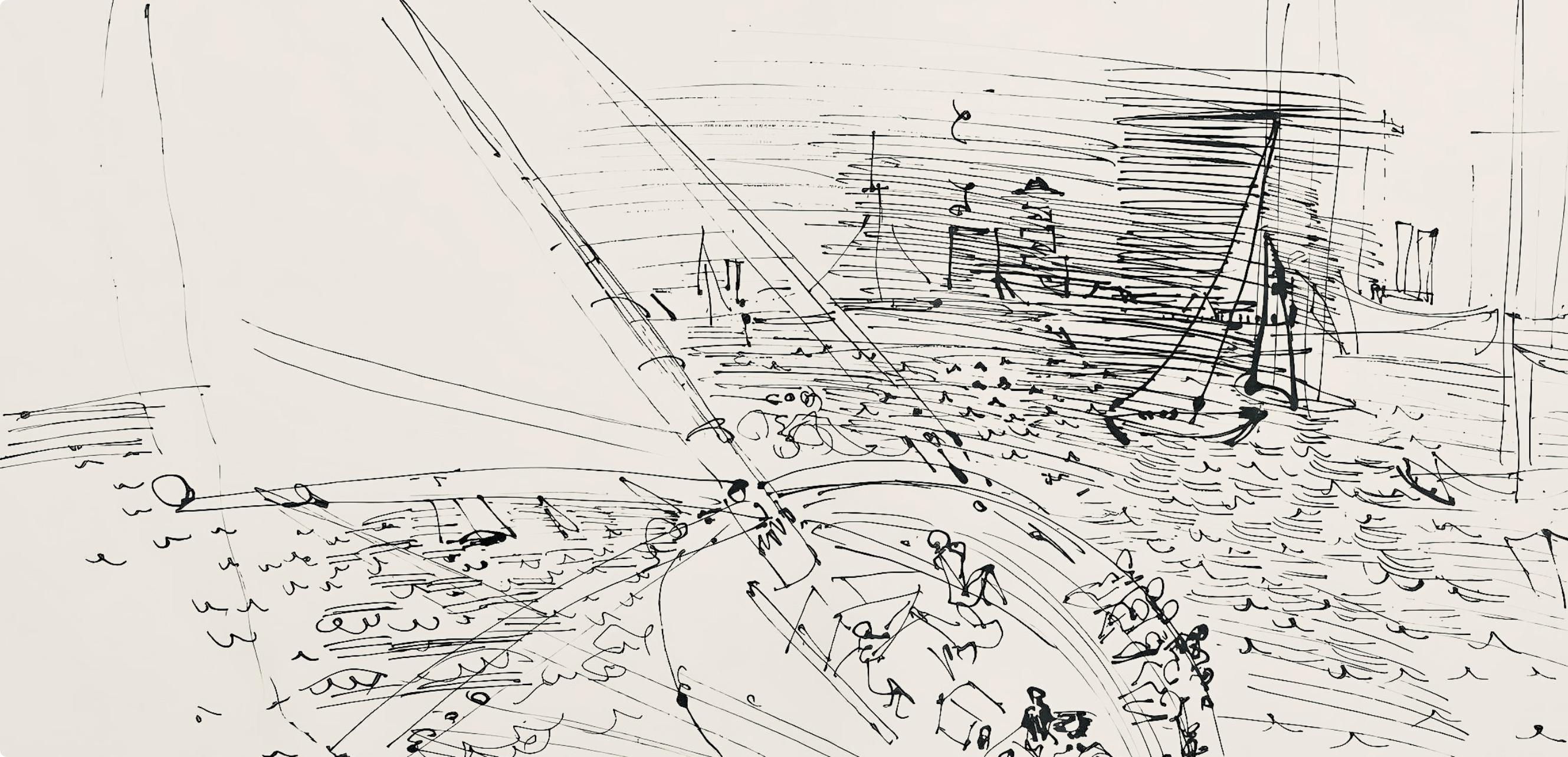 Dufy, Composition, Les Côtes Normandes (d'après) - Gris Figurative Print par Raoul Dufy