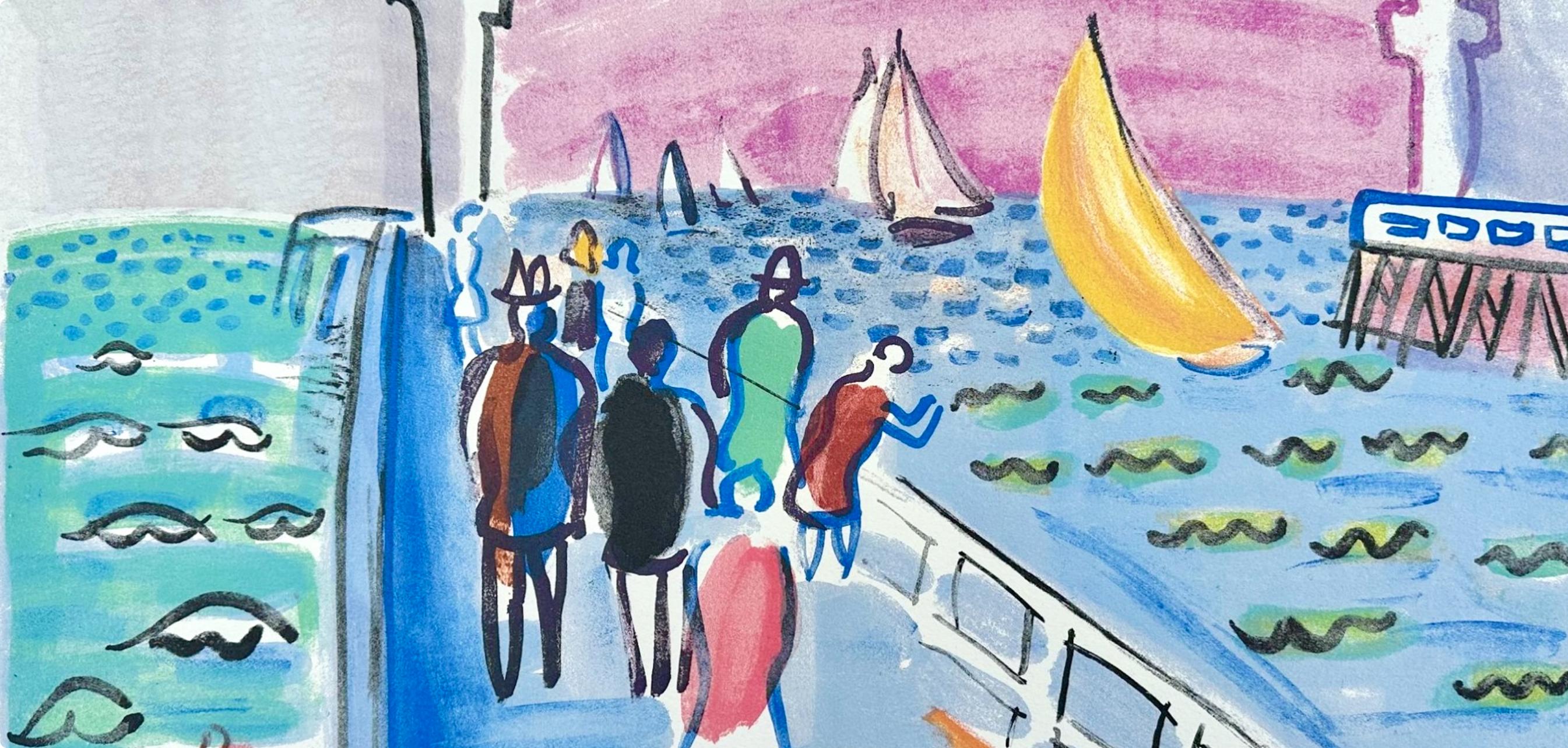 Dufy, Composition, Les Côtes Normandes (after) - Blue Figurative Print by Raoul Dufy