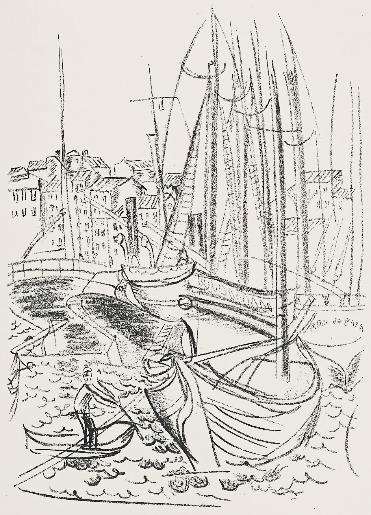 Raoul Dufy Landscape Print - Dufy, Composition, Les Côtes Normandes (after)