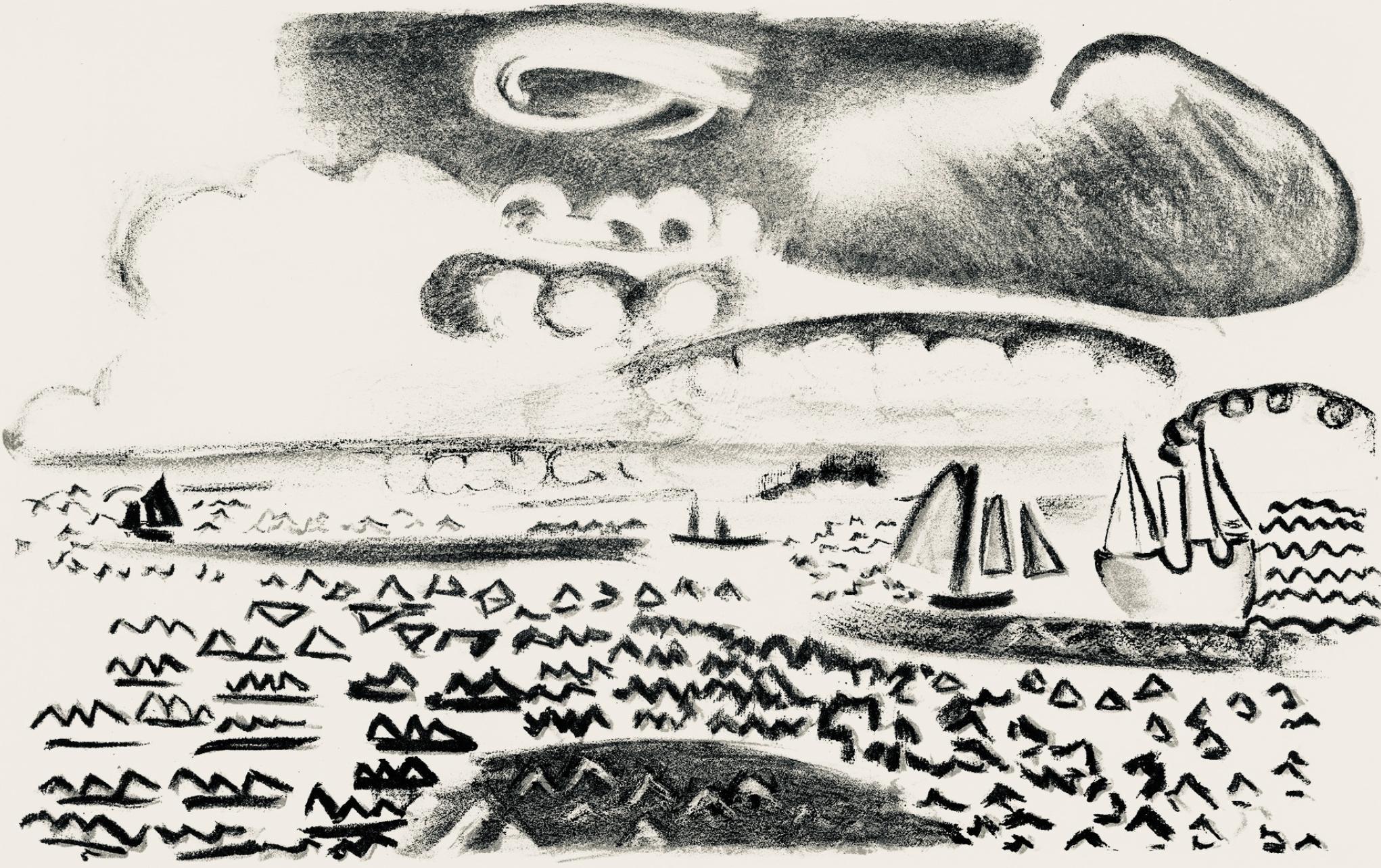 Landscape Print de Raoul Dufy - Dufy, Composición, Les Côtes Normandes (después de)