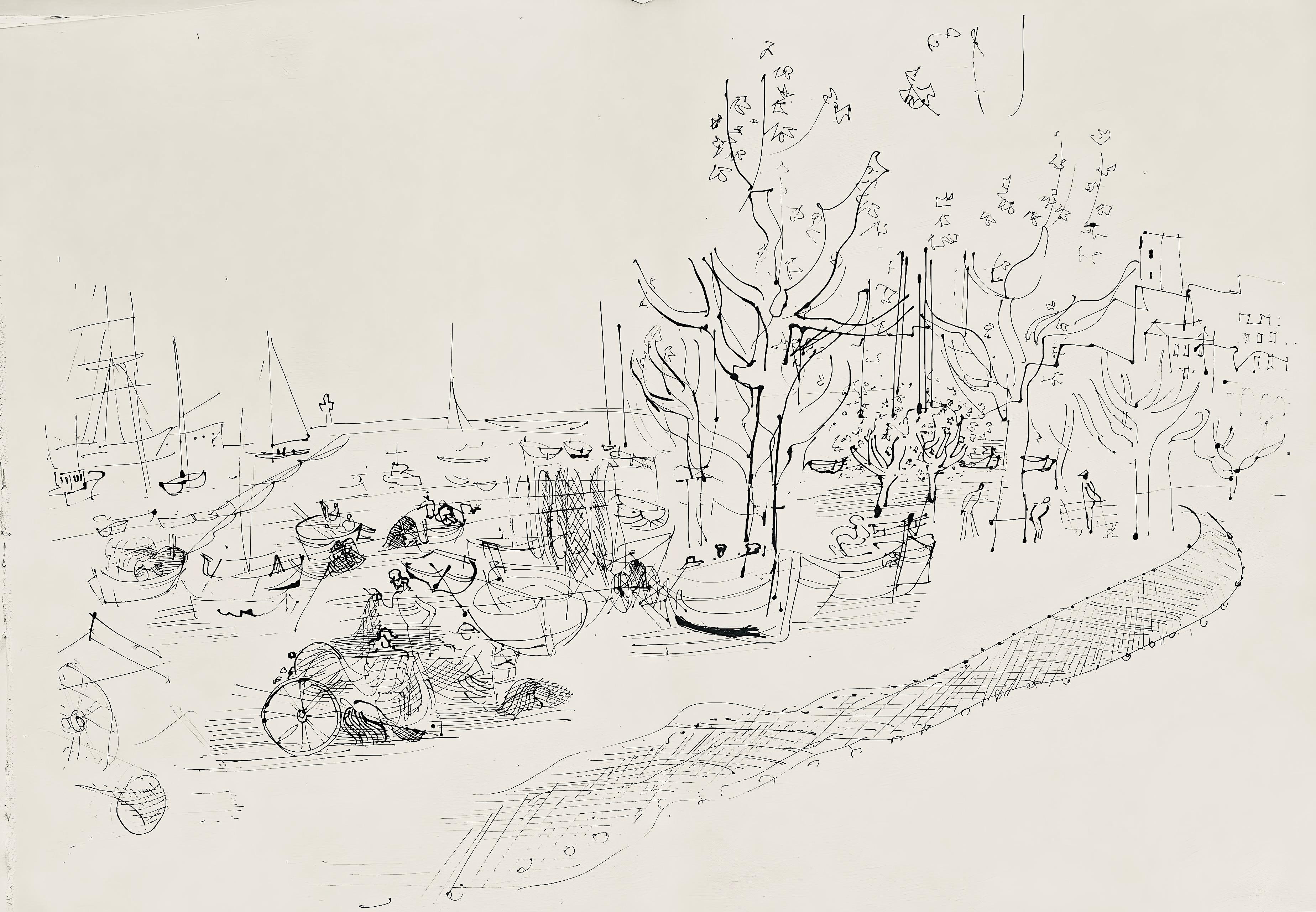 Raoul Dufy Figurative Print - Dufy, Composition, Les Côtes Normandes (after)