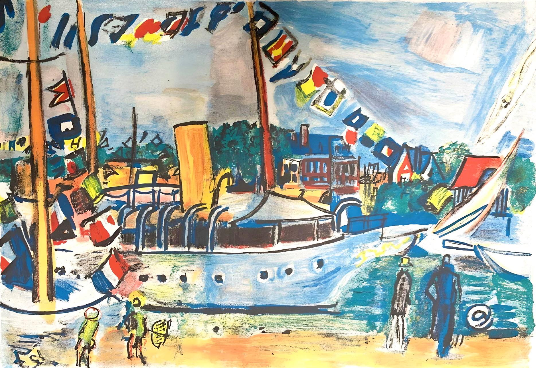 Raoul Dufy Landscape Print - Dufy, Composition, Les Côtes Normandes (after)