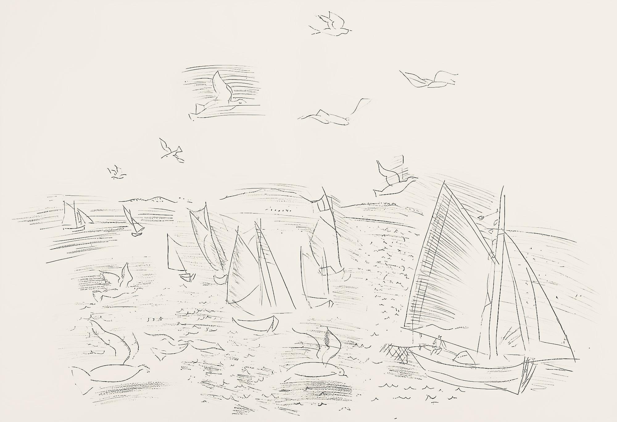 Raoul Dufy Landscape Print - Dufy, Composition, Les Côtes Normandes (after)