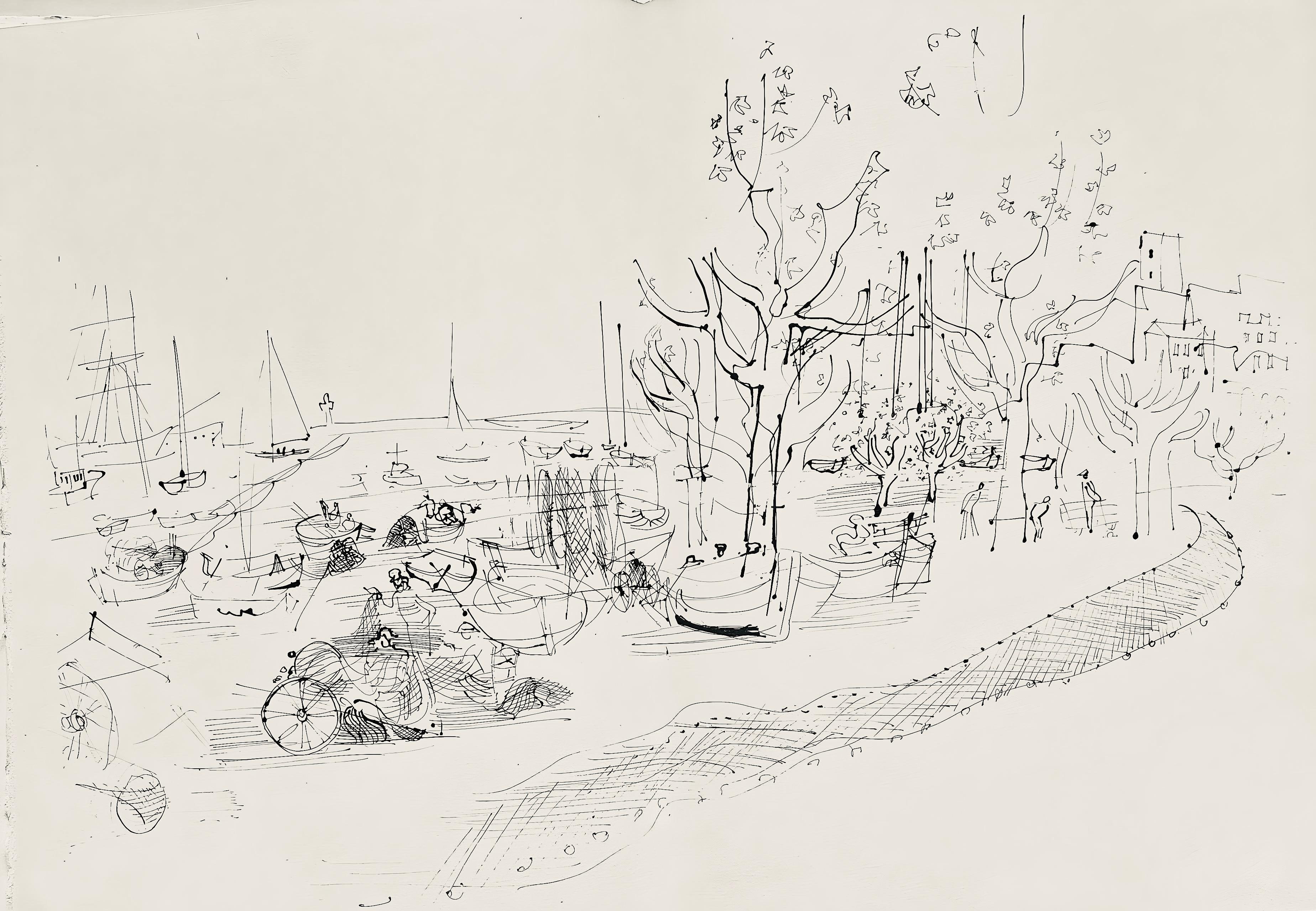 Figurative Print Raoul Dufy - Dufy, Composition, Les Côtes Normandes (d'après)