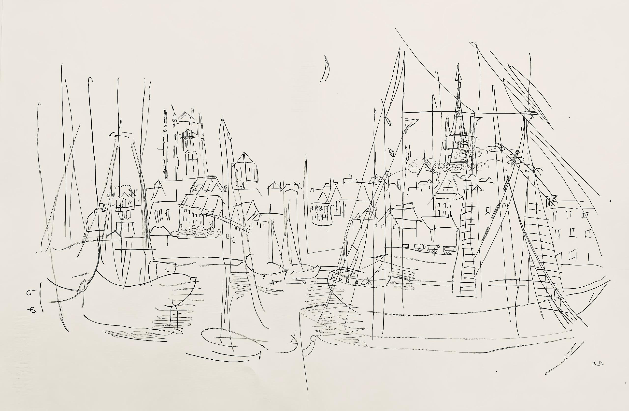 Figurative Print Raoul Dufy - Dufy, Composition, Les Côtes Normandes (d'après)