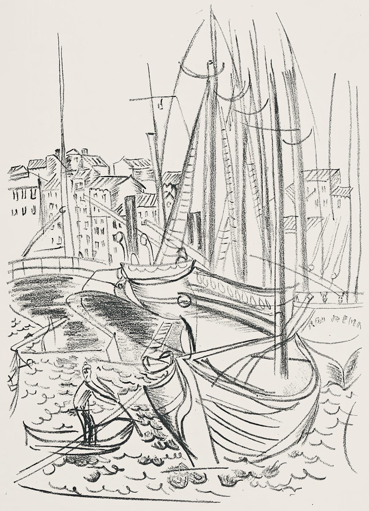 Raoul Dufy Figurative Print - Dufy, Composition, Les Côtes Normandes (after)