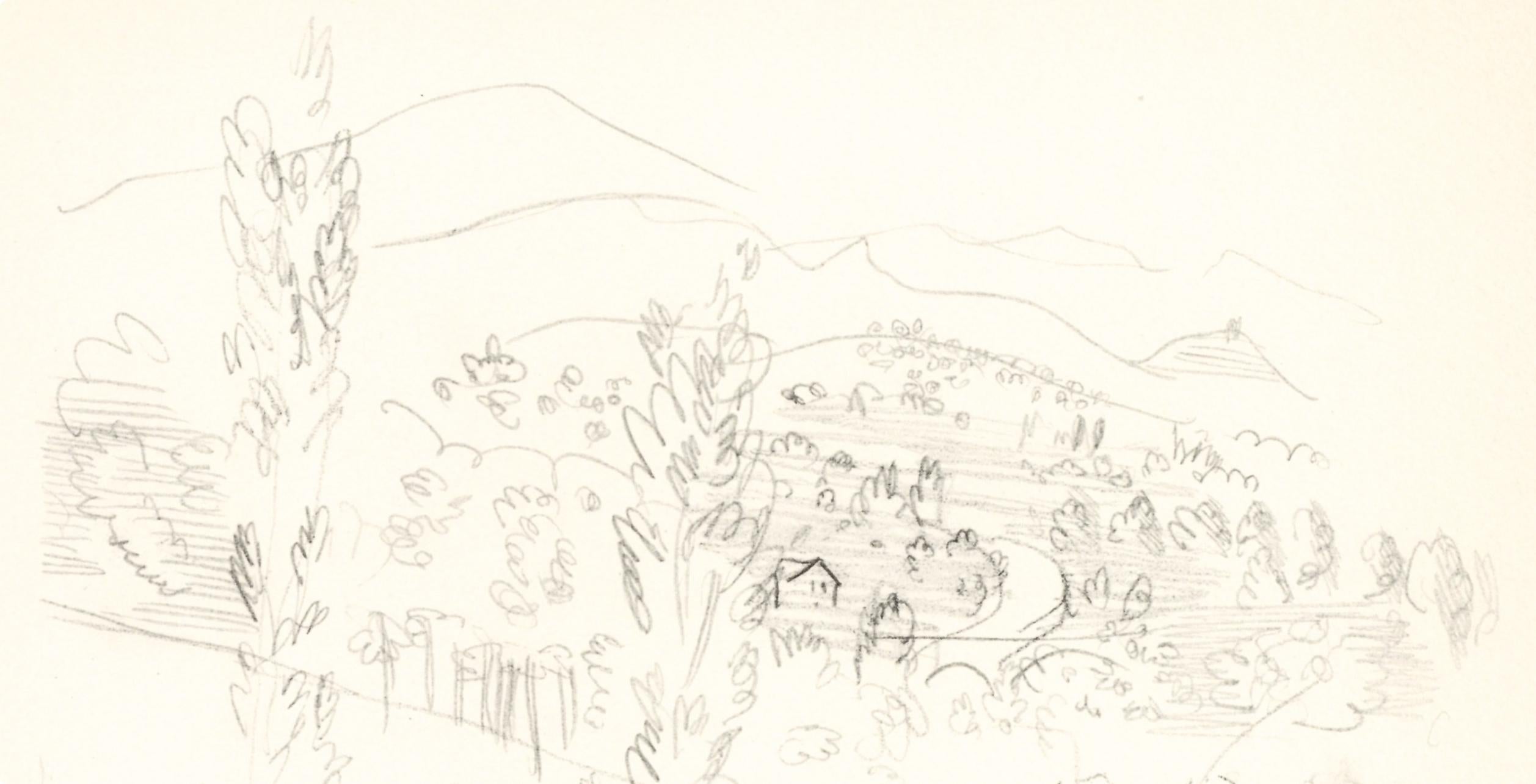 Dufy, Coteaux en Septembre, Vins, Fleurs et Flammes (after) - Print by Raoul Dufy