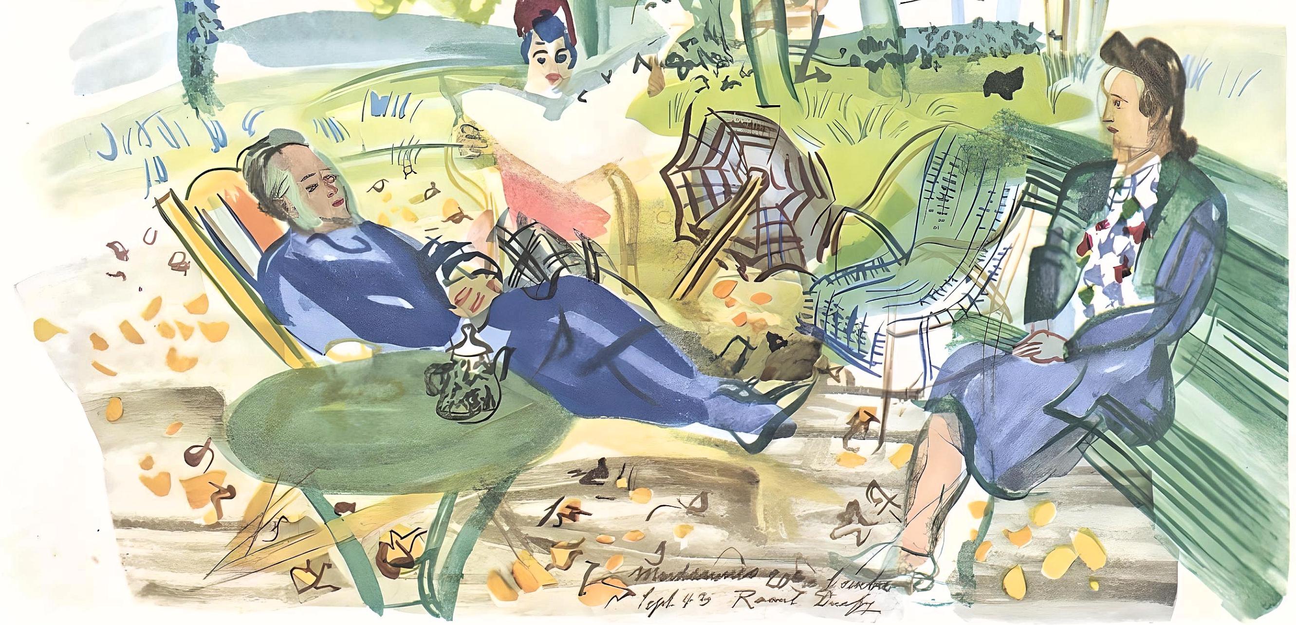 Dufy, Dans le jardin de Montsaunès, Vacances forcées (après) - Moderne Print par Raoul Dufy
