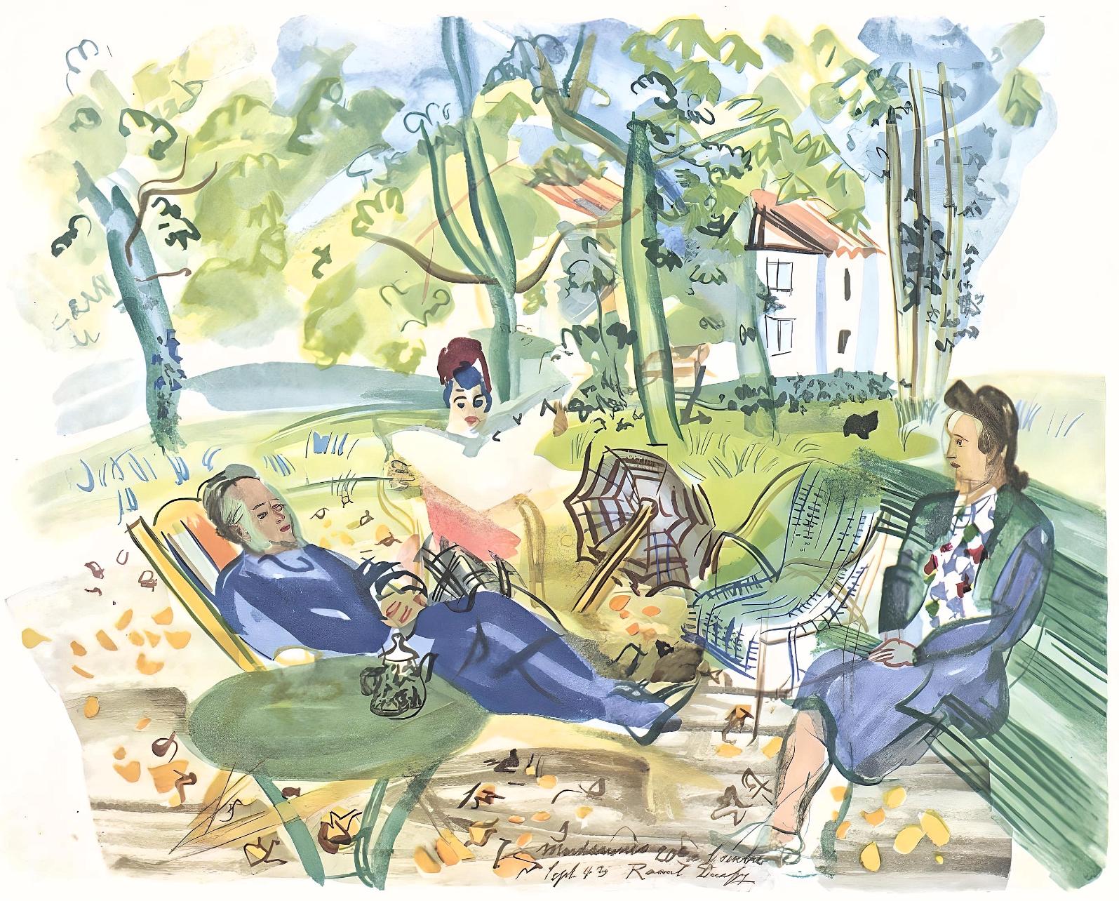Figurative Print Raoul Dufy - Dufy, Dans le jardin de Montsaunès, Vacances forcées (après)